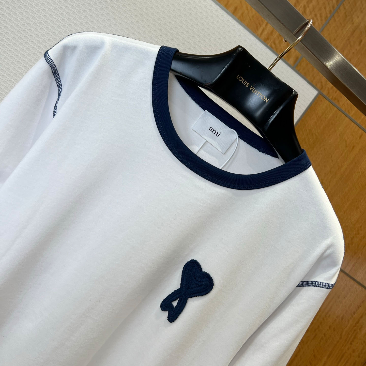 AMI Paris White Cotton Ami De Coeur Knitted Patch T-shirt - FashionPlug