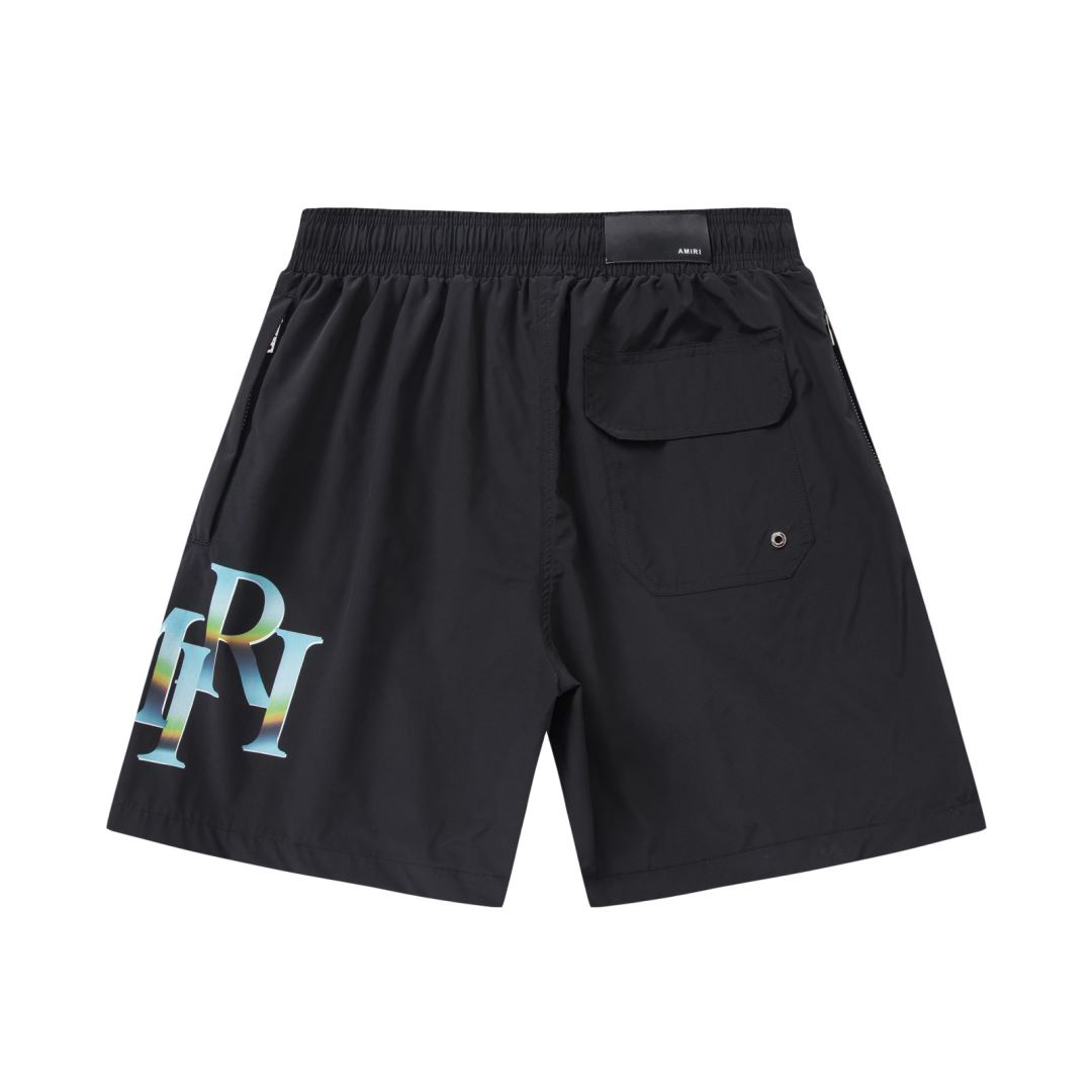 Amiri Staggered Chrome Swim Trunk 'Black' - FashionPlug