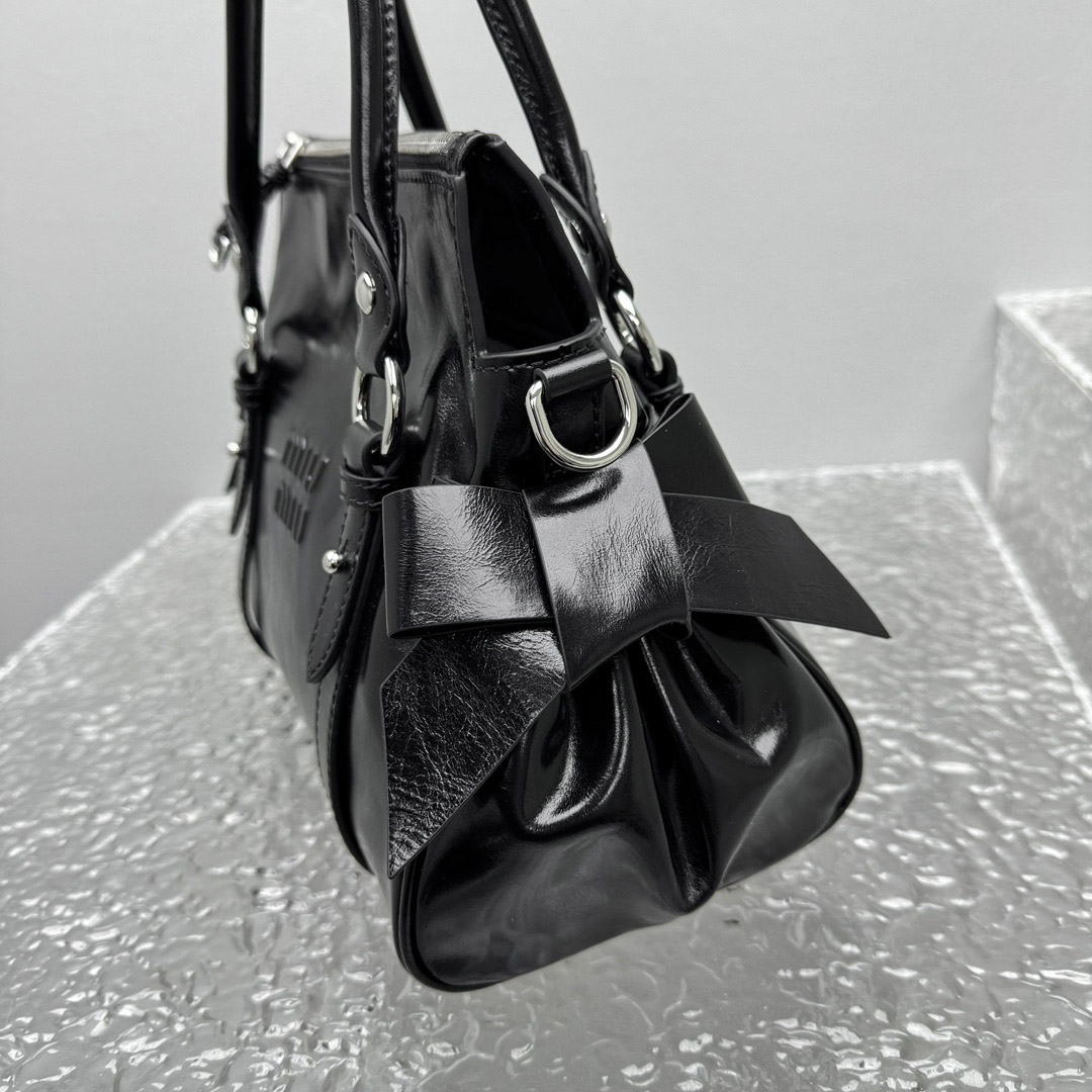 Miu Miu Shiny Leather Top-Handle Bag - FashionPlug