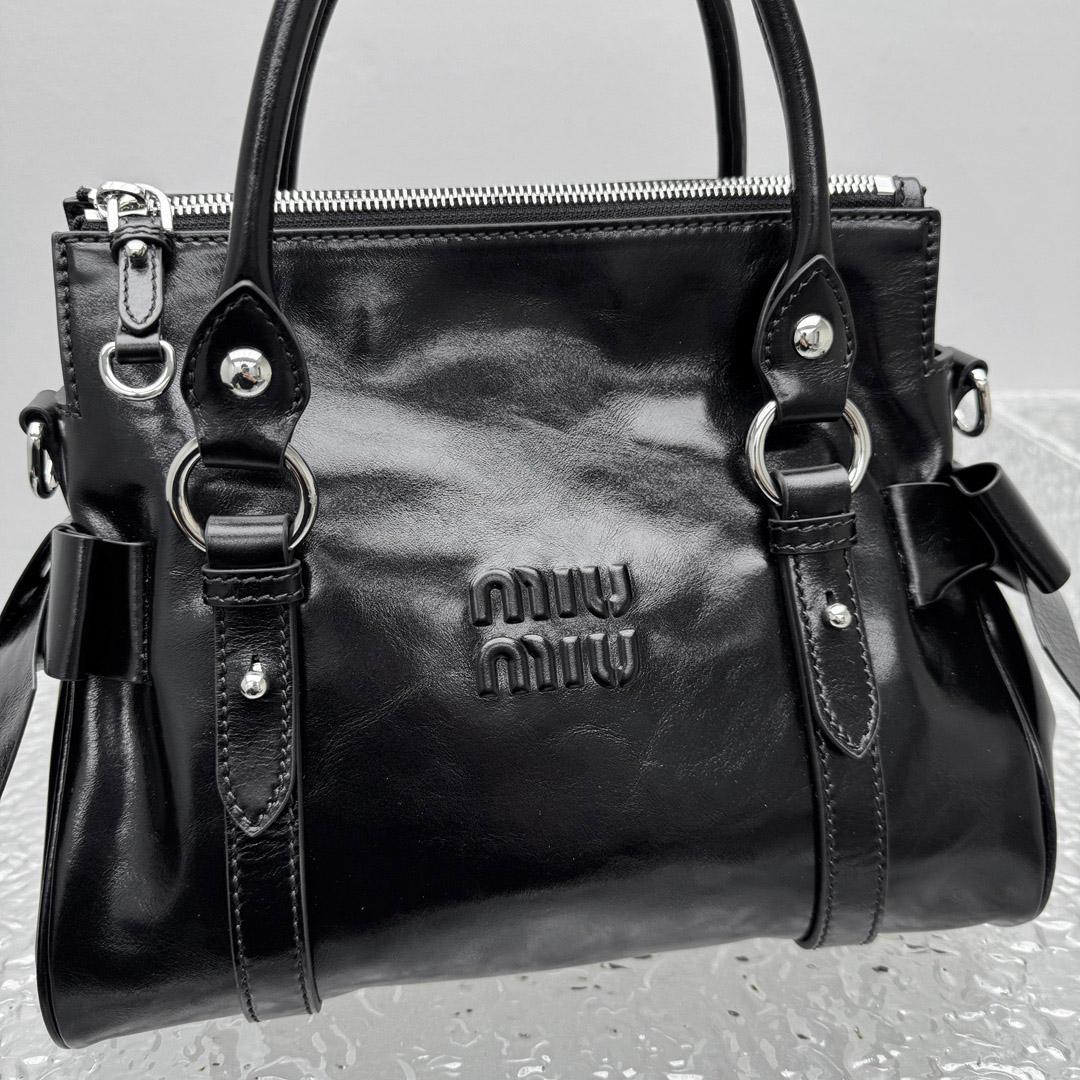 Miu Miu Shiny Leather Top-Handle Bag - FashionPlug