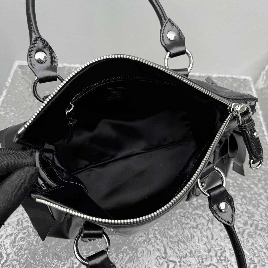 Miu Miu Shiny Leather Top-Handle Bag - FashionPlug