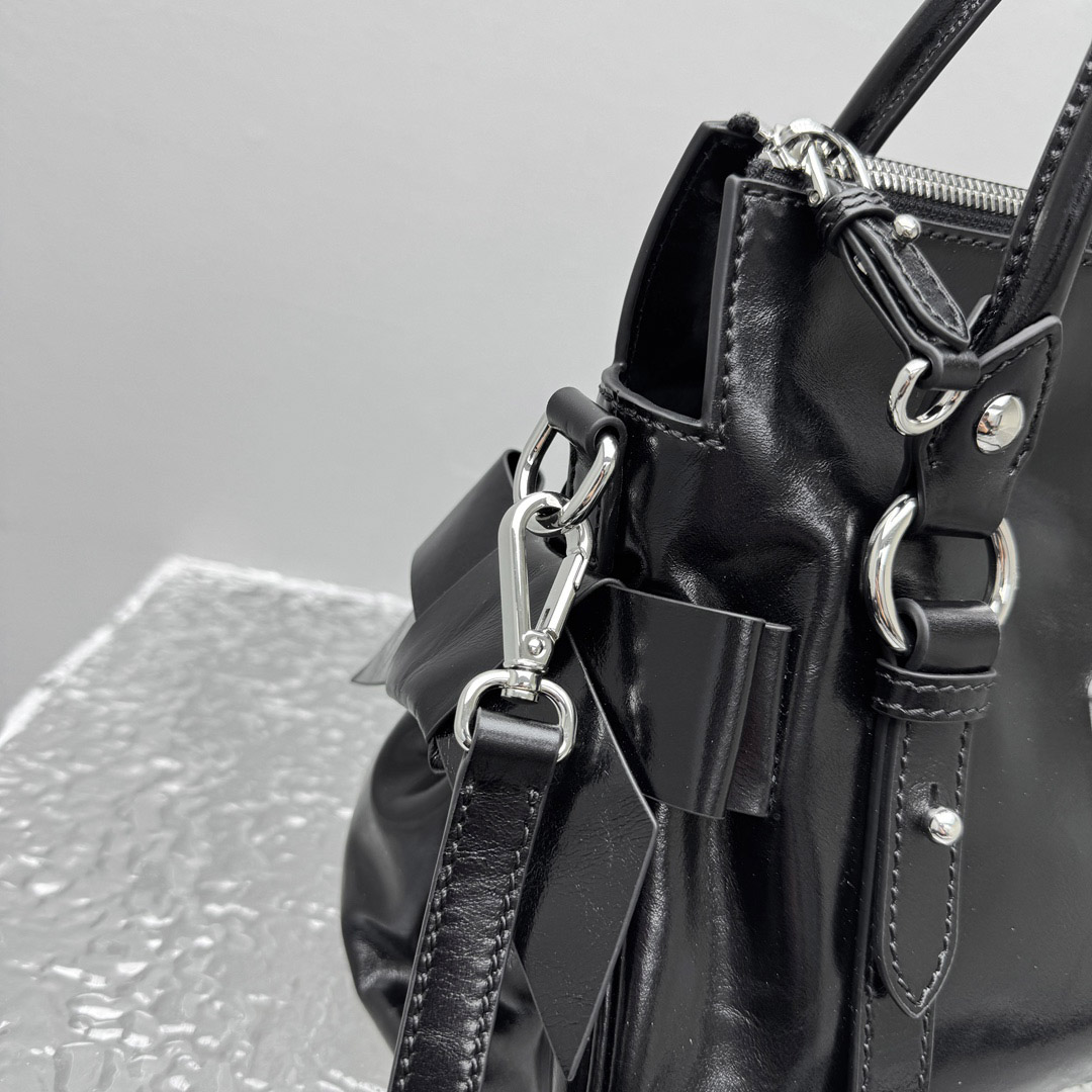 Miu Miu Shiny Leather Top-Handle Bag - FashionPlug