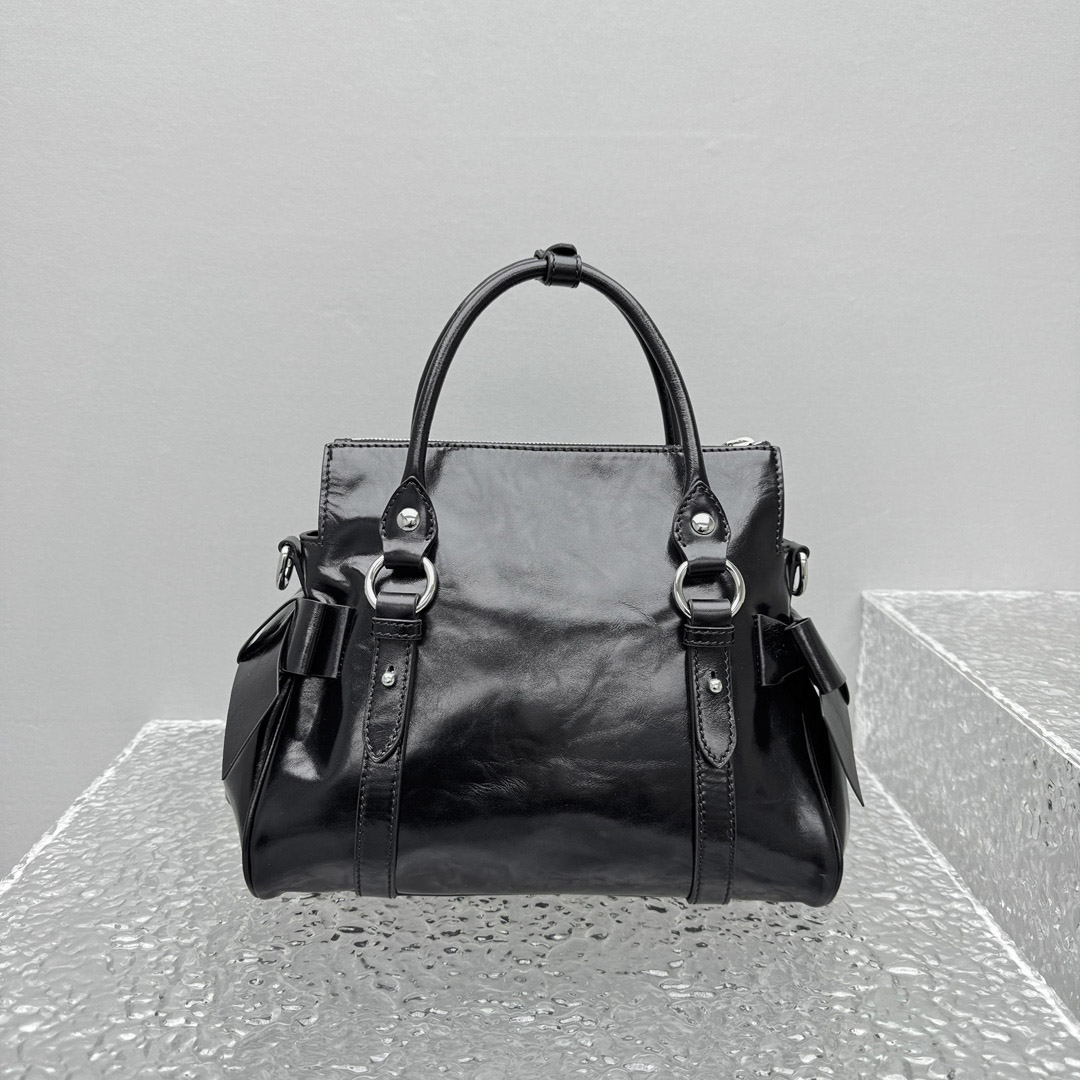 Miu Miu Shiny Leather Top-Handle Bag - FashionPlug