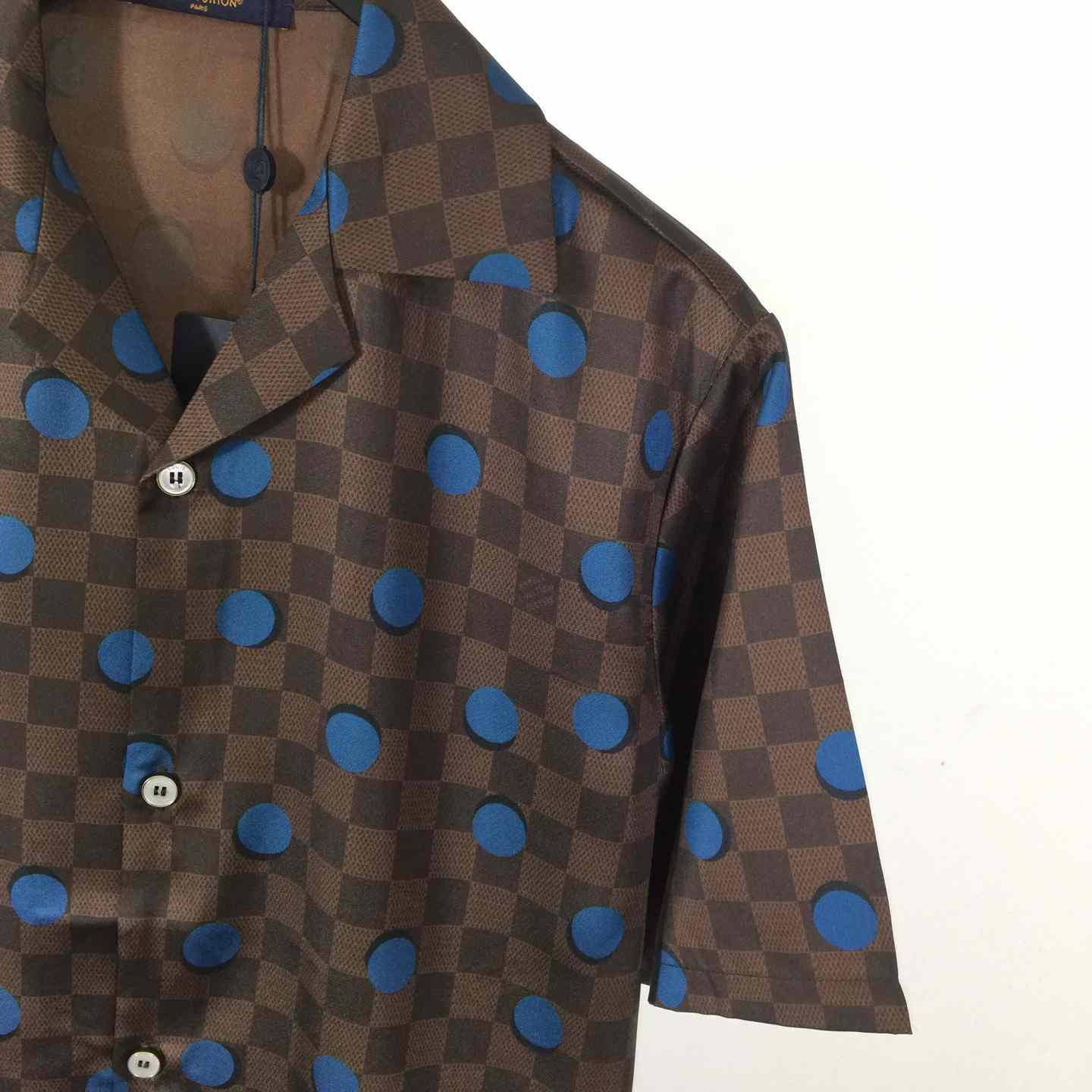 Louis Vuitton Damier Silk Short-Sleeved Shirt    - FashionPlug