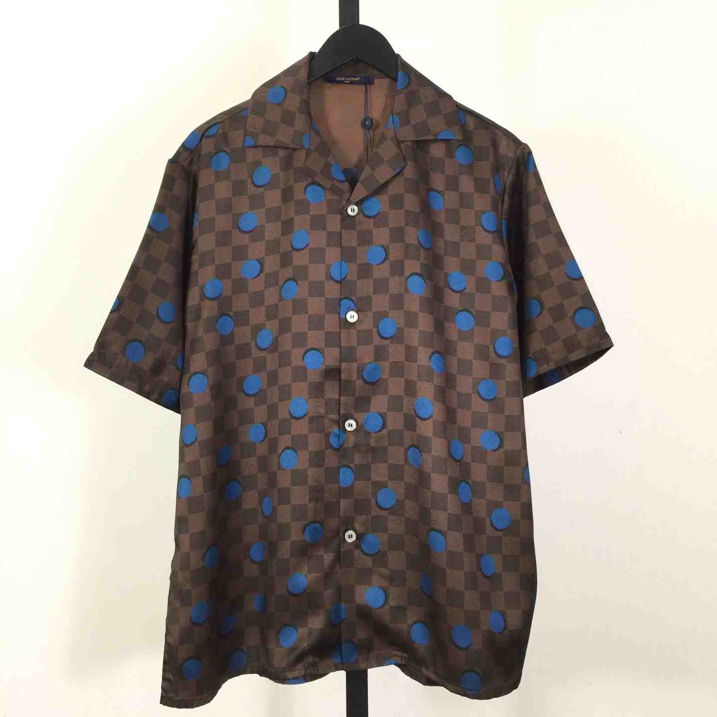 Louis Vuitton Damier Silk Short-Sleeved Shirt    - FashionPlug