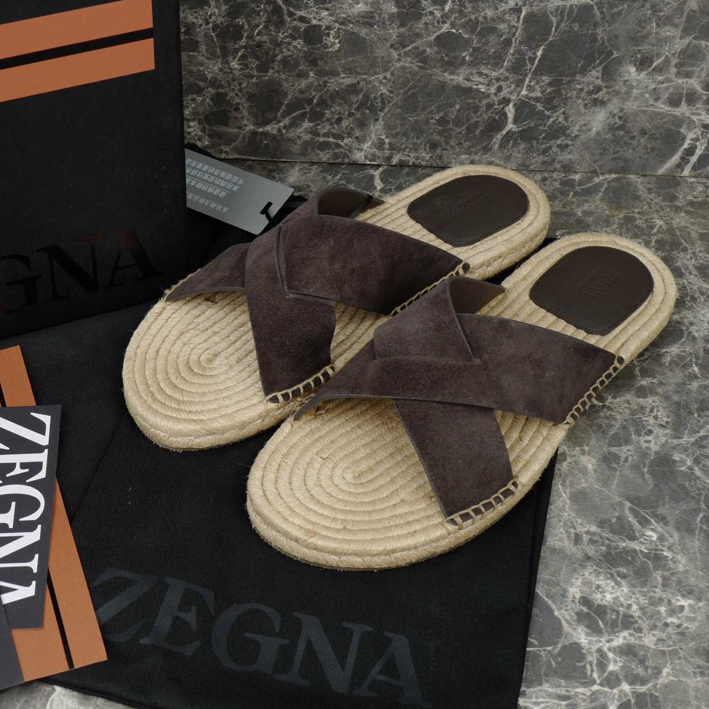 Zegna Crossover-Strap Suede Espadrilles - FashionPlug
