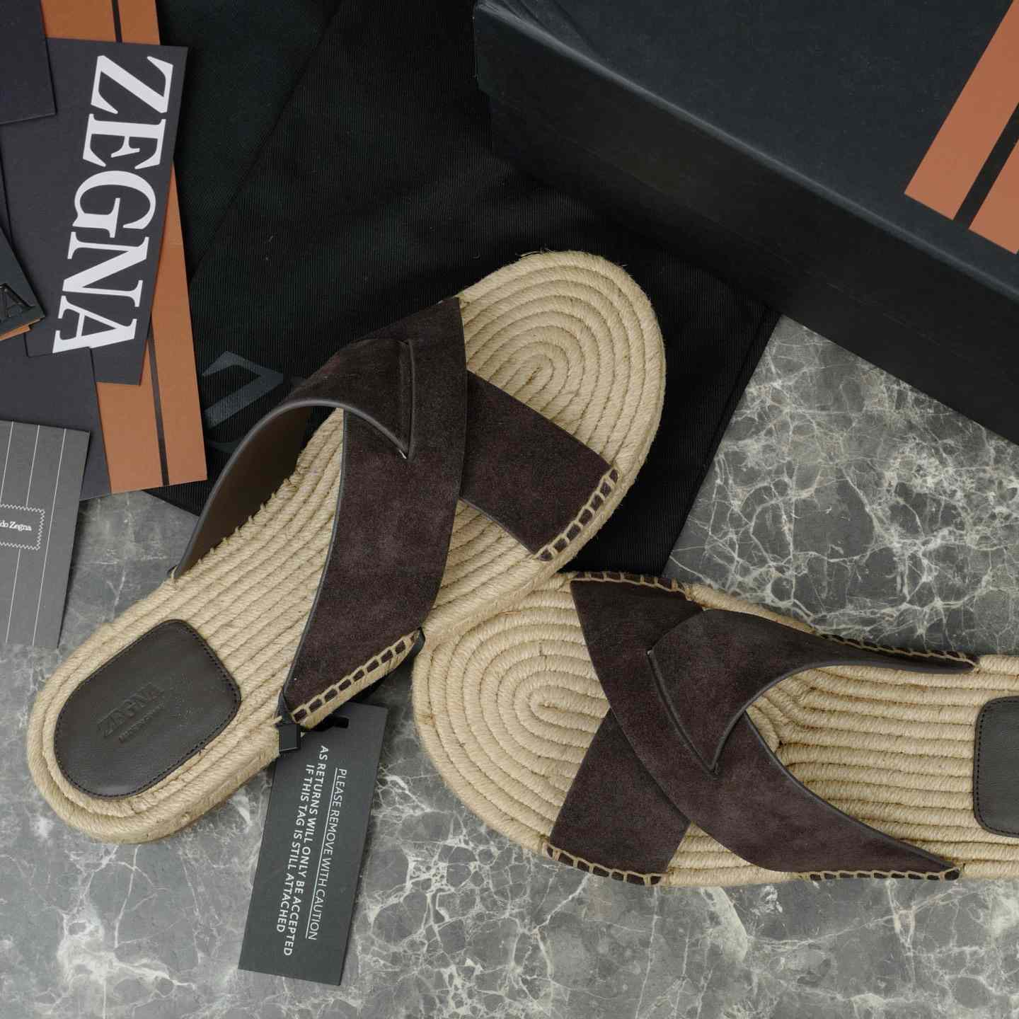 Zegna Crossover-Strap Suede Espadrilles - FashionPlug