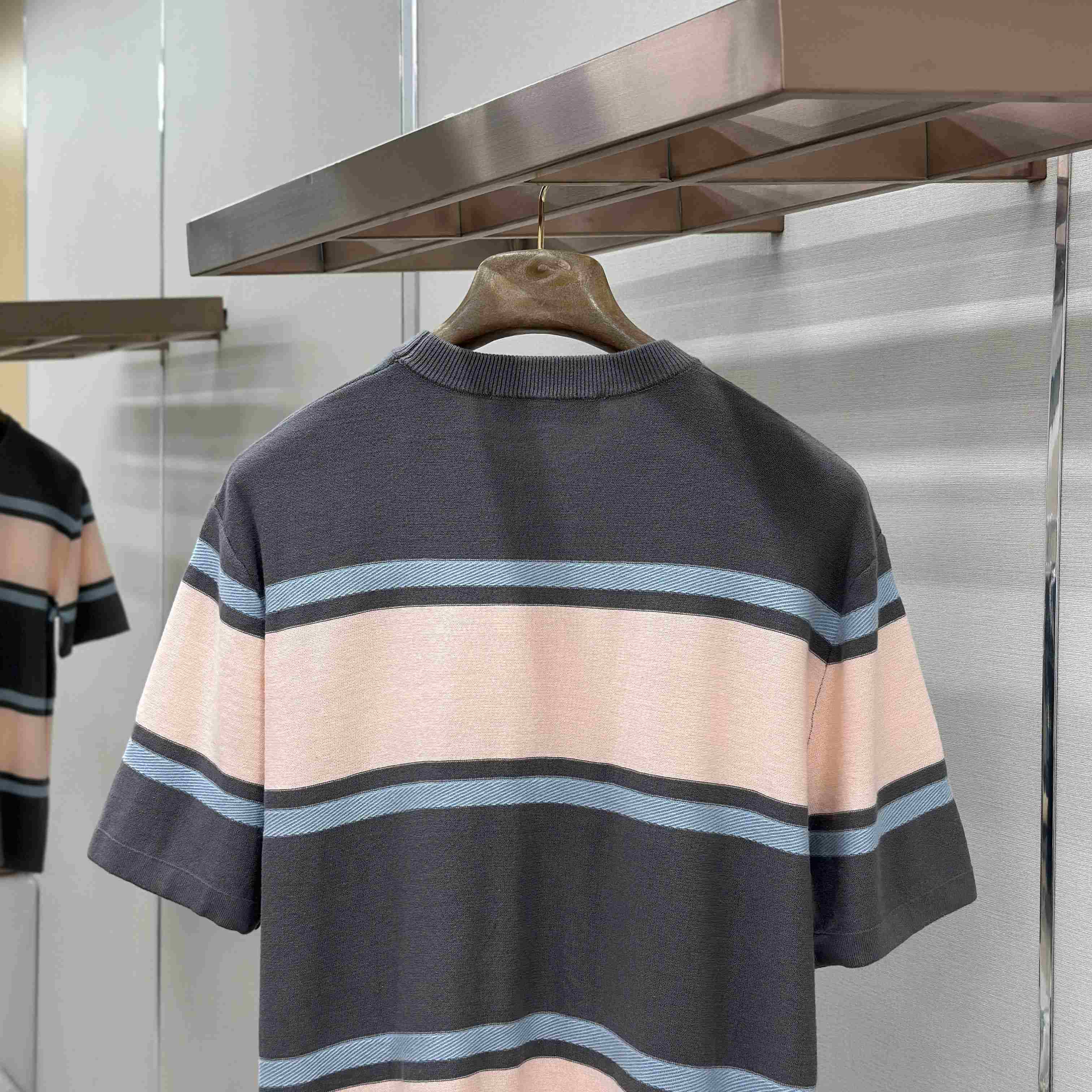 Louis Vuitton Striped Short-Sleeved T-Shirt 1AK7IO - FashionPlug