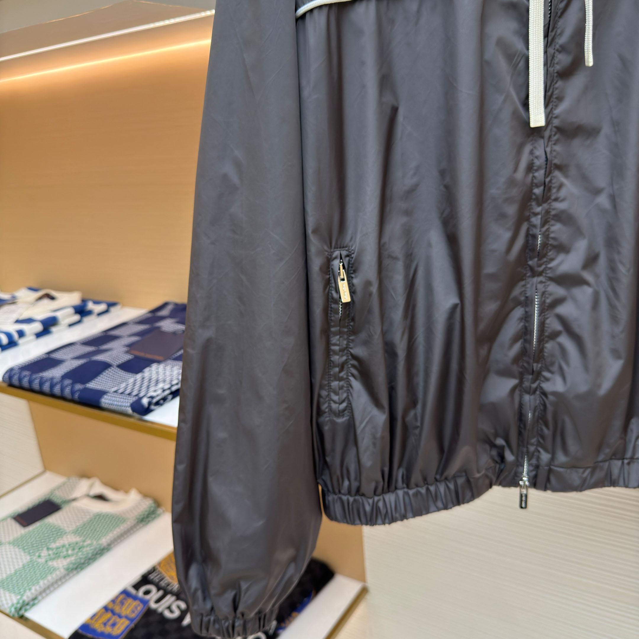 Miu Miu Gray Technical Silk Zipper Jacket - FashionPlug
