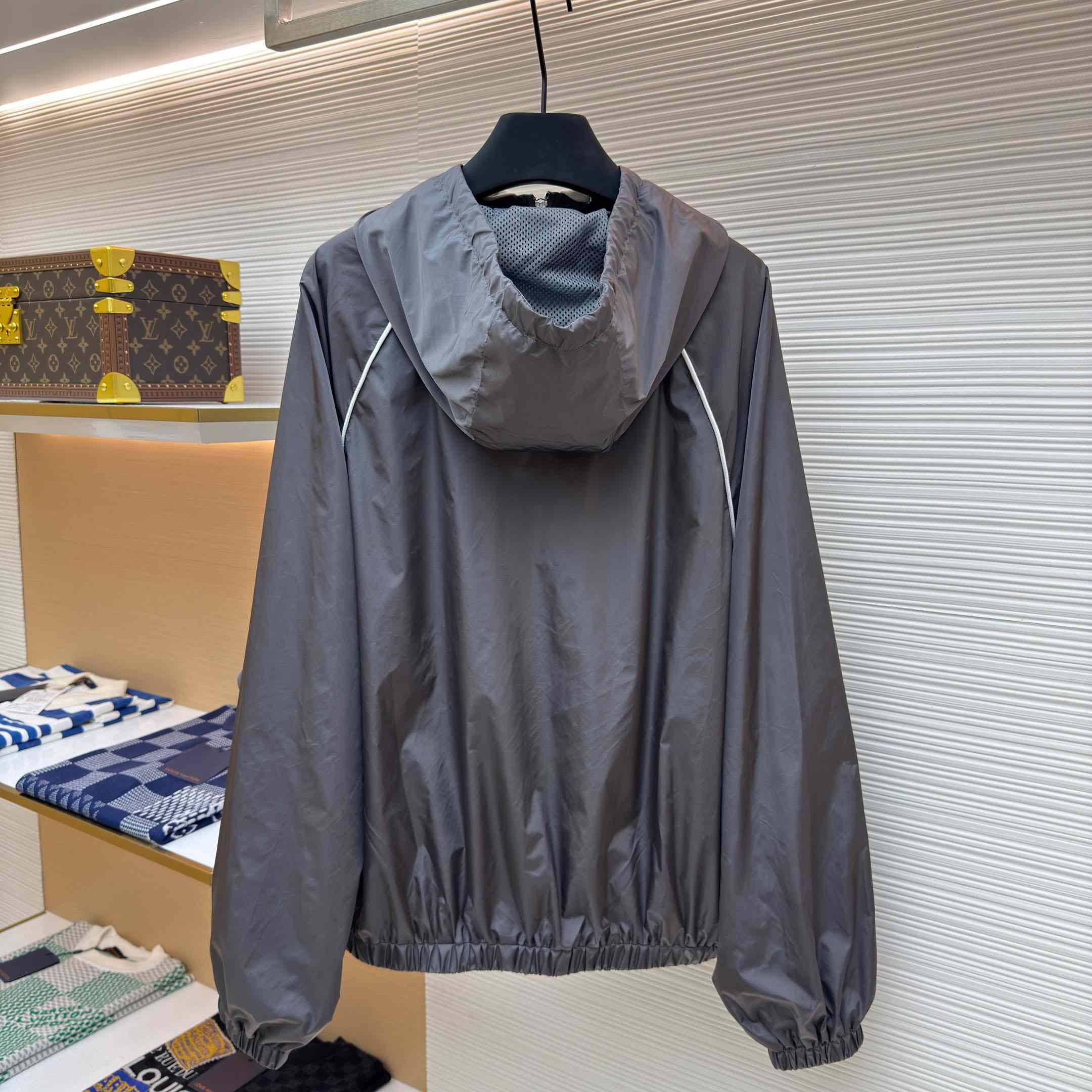 Miu Miu Gray Technical Silk Zipper Jacket - FashionPlug