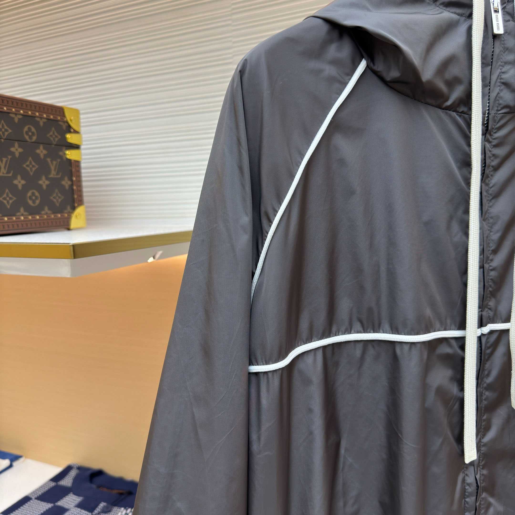 Miu Miu Gray Technical Silk Zipper Jacket - FashionPlug