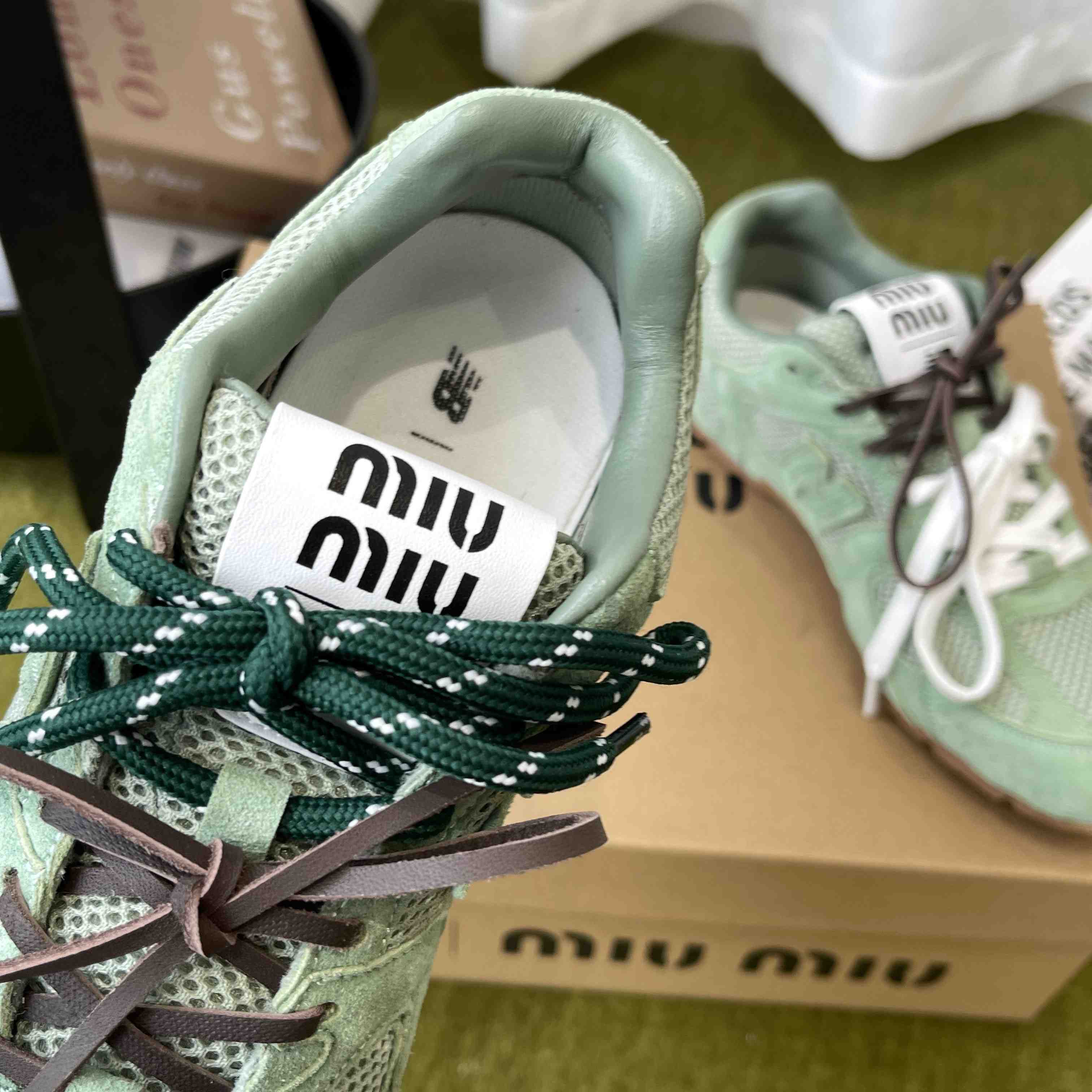 New Balance X Miu Miu 530 SL Suede And Mesh Sneakers - FashionPlug