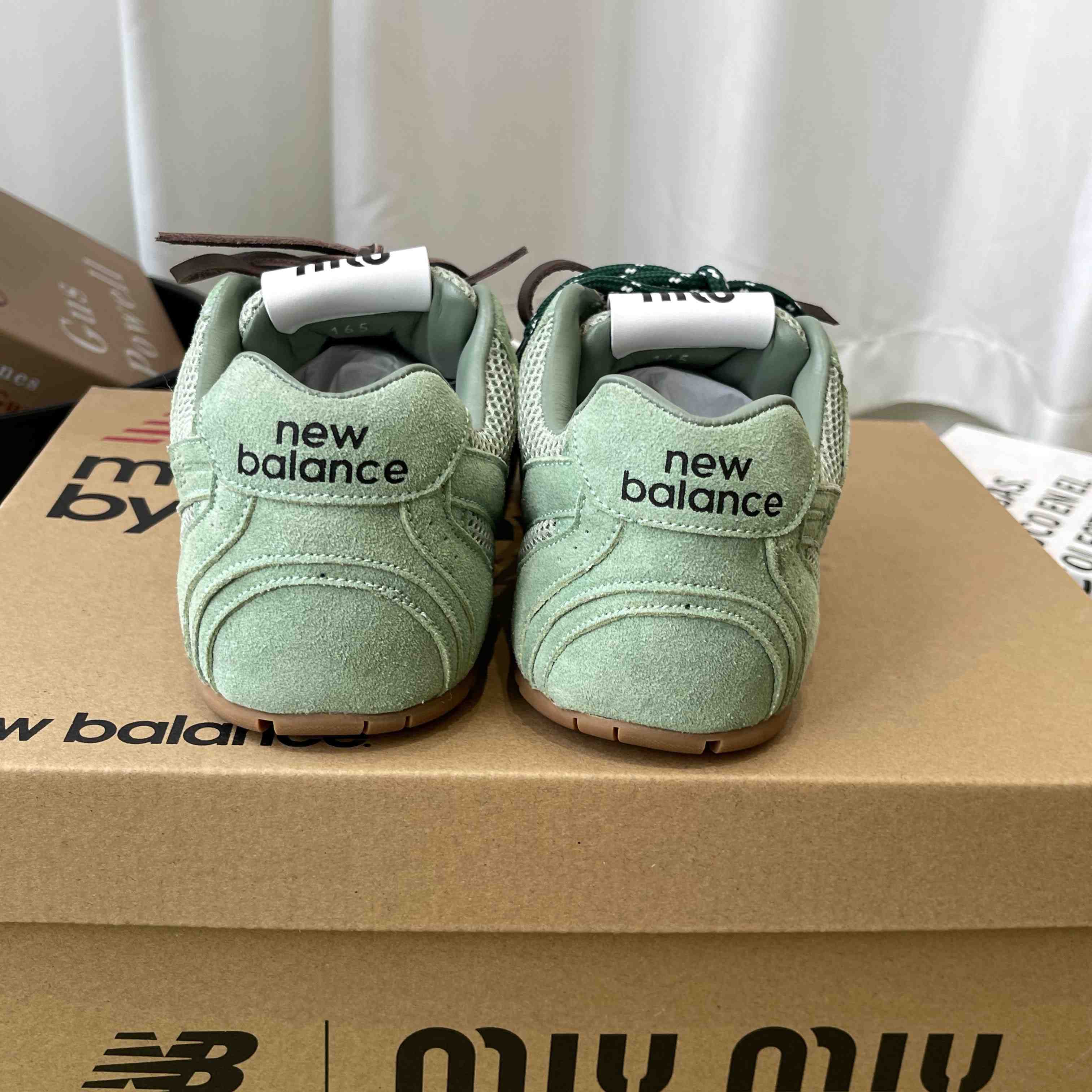 New Balance X Miu Miu 530 SL Suede And Mesh Sneakers - FashionPlug