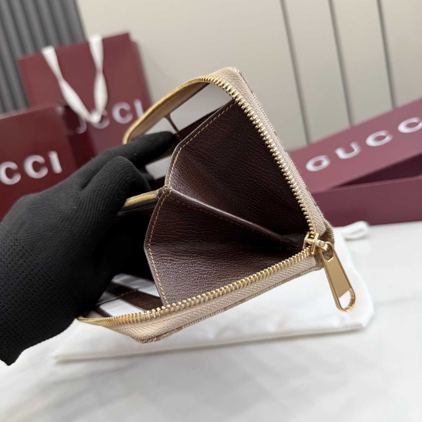 Gucci Horsebit Web Zip Around Wallet - FashionPlug