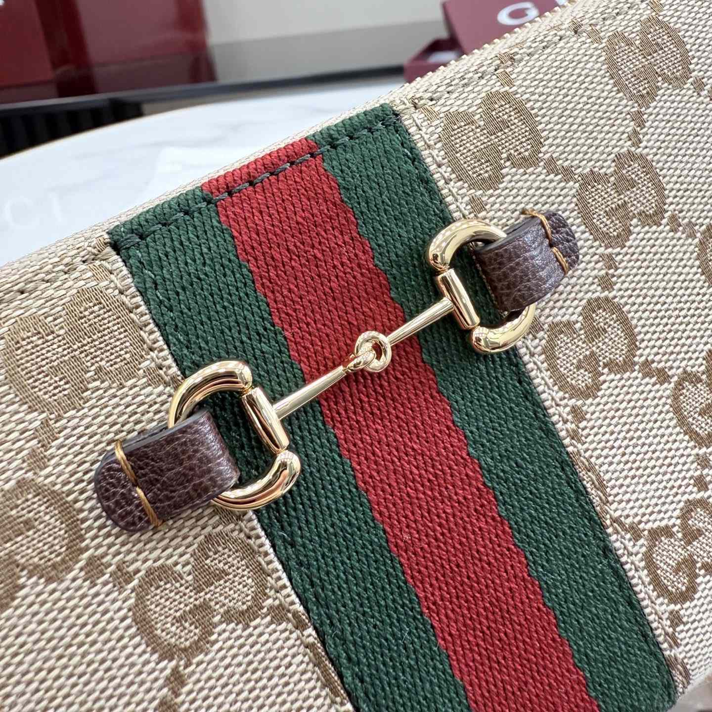 Gucci Horsebit Web Zip Around Wallet - FashionPlug
