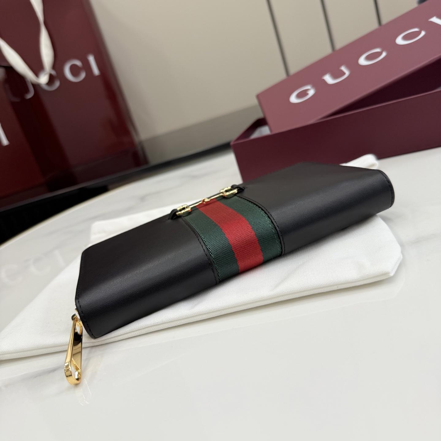 Gucci Horsebit Web Zip Around Wallet - FashionPlug