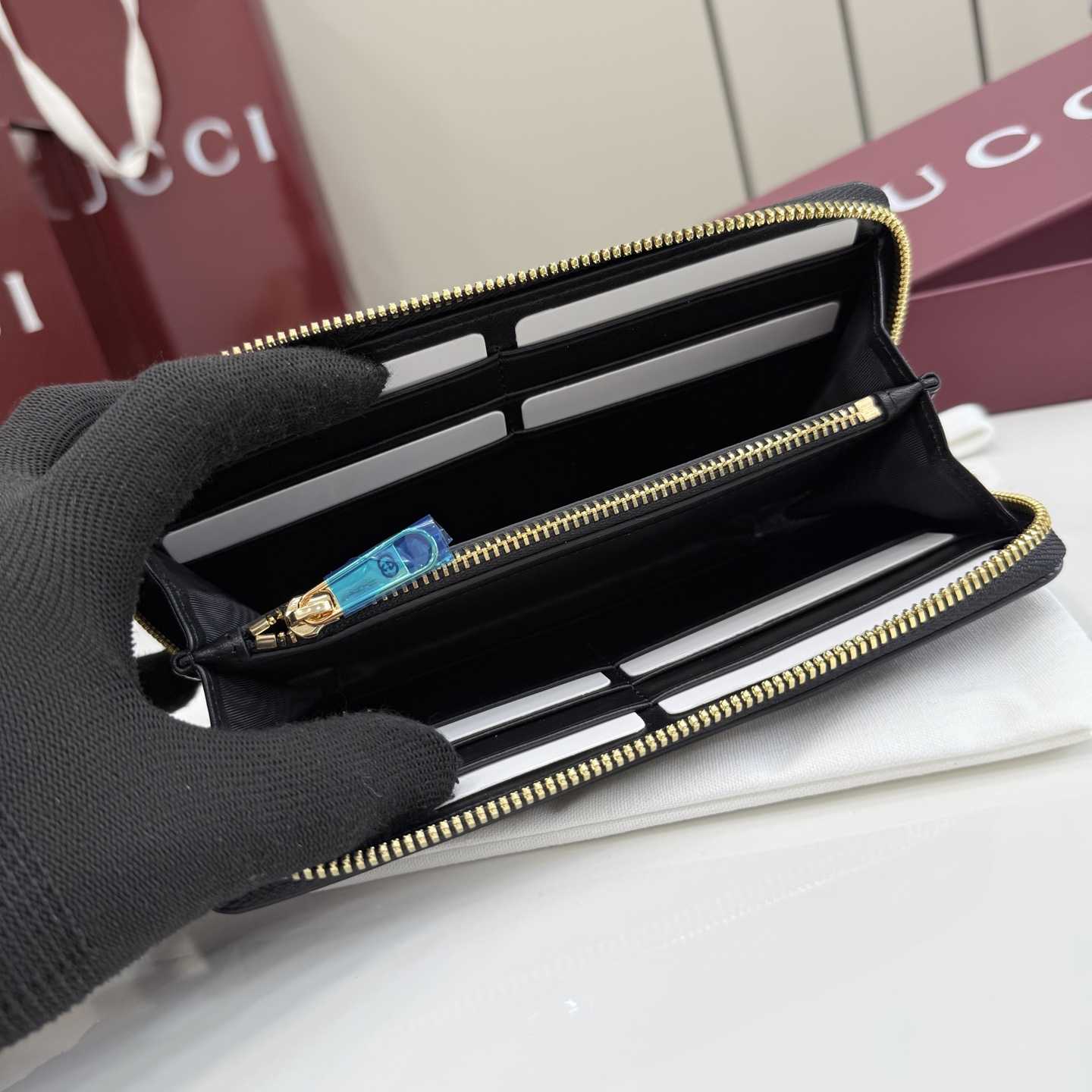 Gucci Horsebit Web Zip Around Wallet - FashionPlug