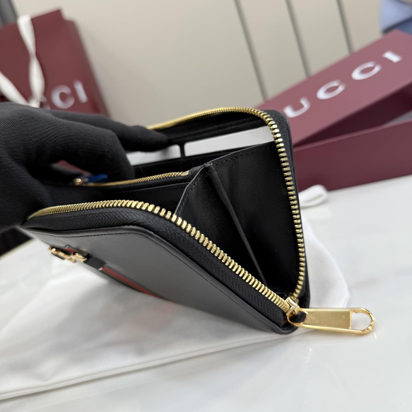 Gucci Horsebit Web Zip Around Wallet - FashionPlug