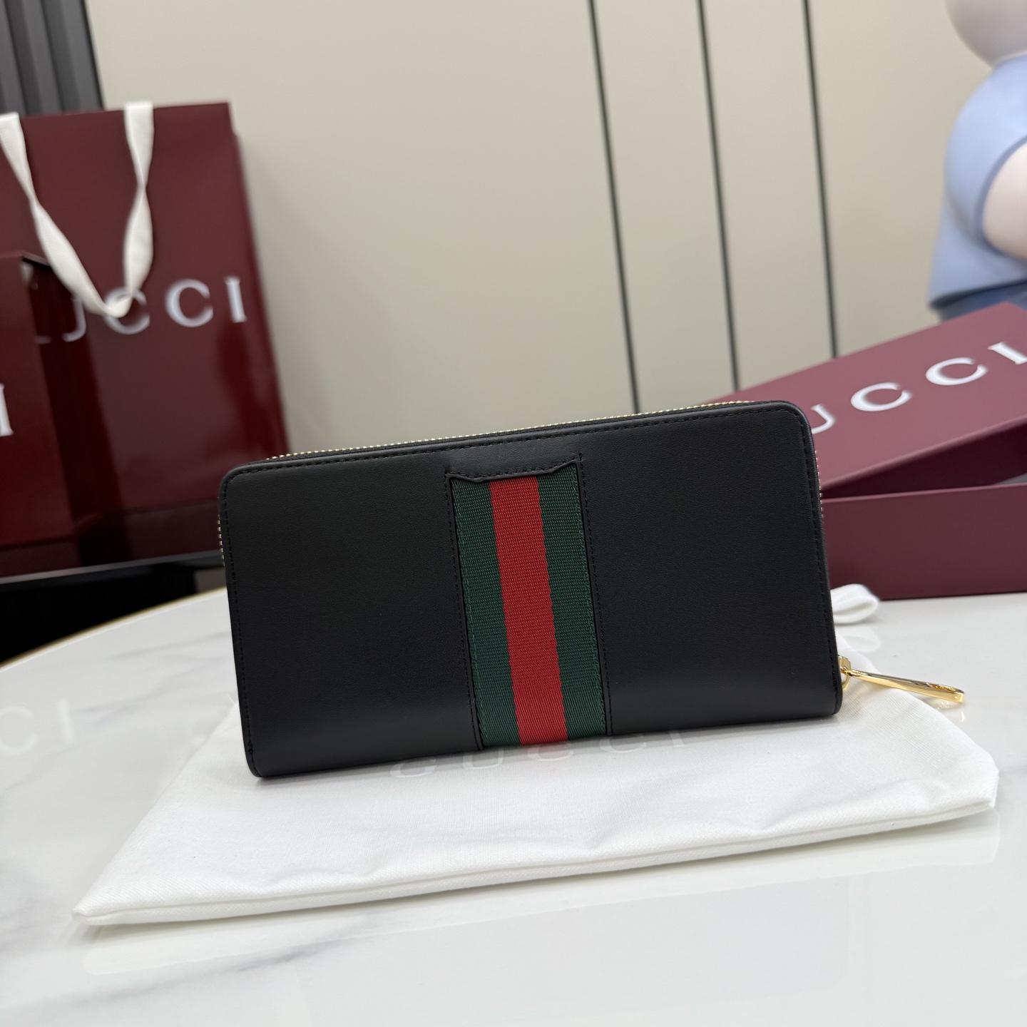 Gucci Horsebit Web Zip Around Wallet - FashionPlug