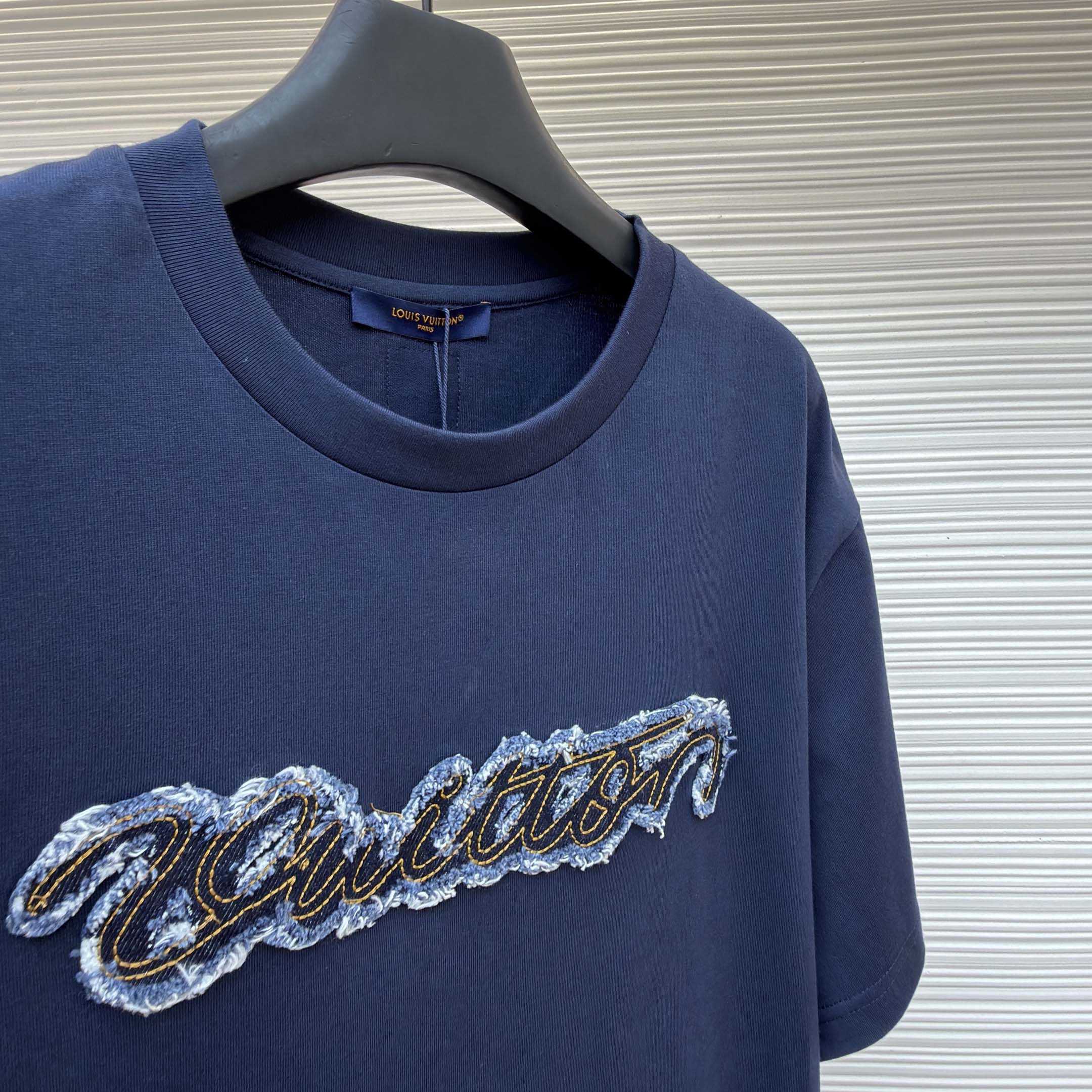Louis Vuitton Denim Signature T-Shirt   1AK7HB - FashionPlug