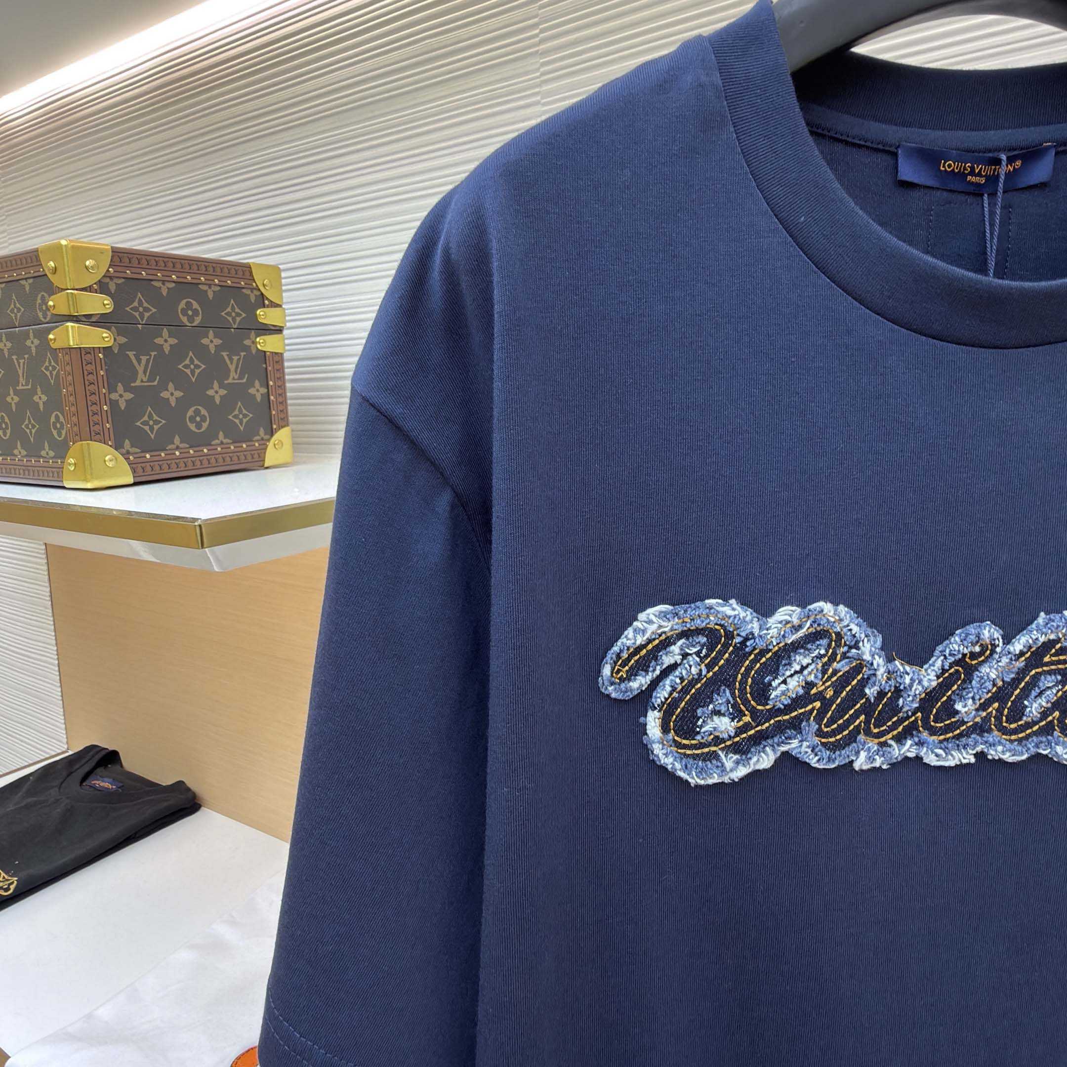 Louis Vuitton Denim Signature T-Shirt   1AK7HB - FashionPlug