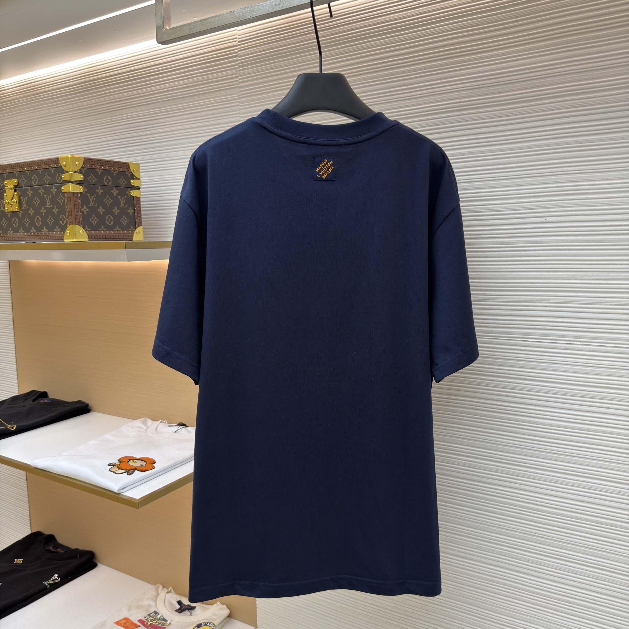 Louis Vuitton Denim Signature T-Shirt   1AK7HB - FashionPlug