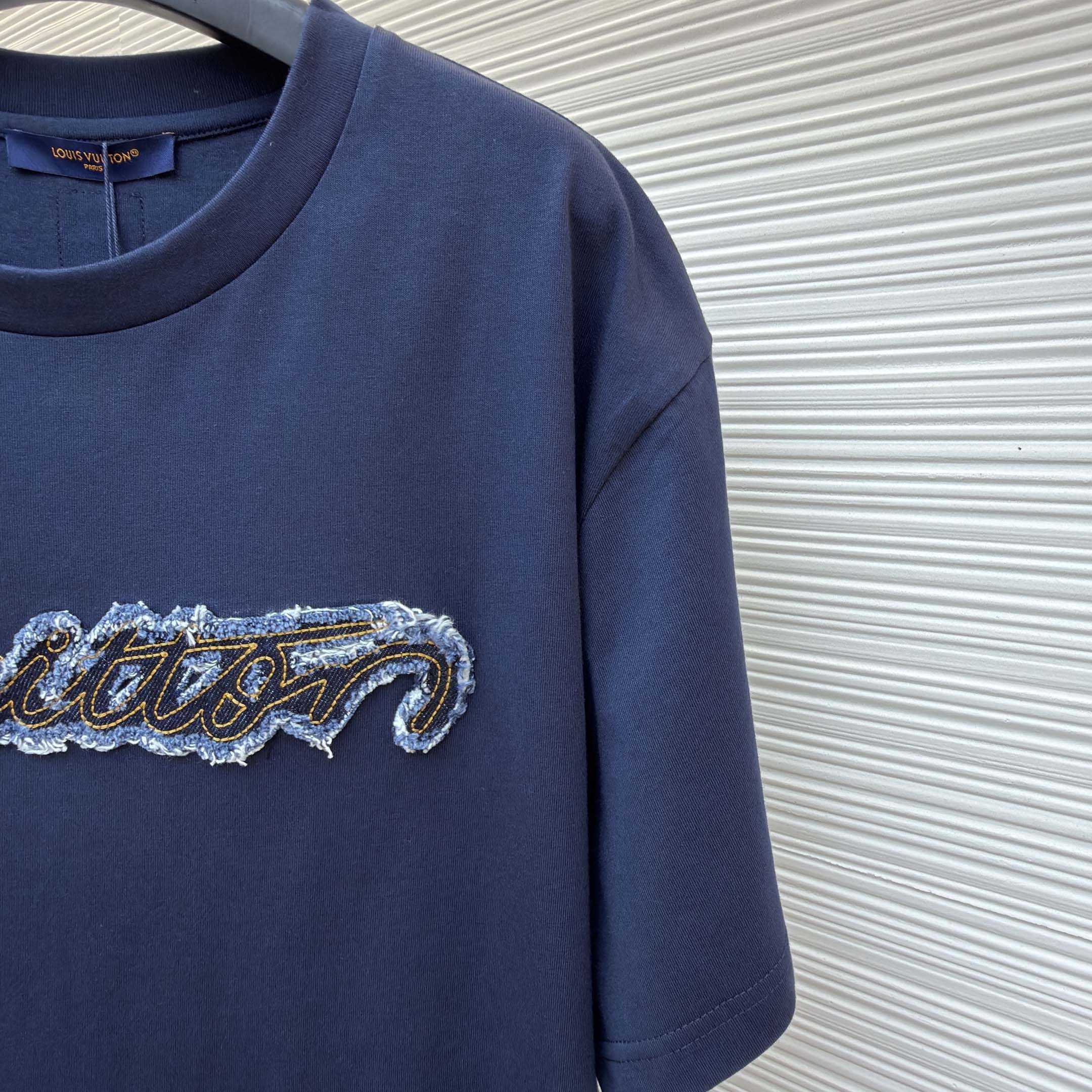 Louis Vuitton Denim Signature T-Shirt   1AK7HB - FashionPlug