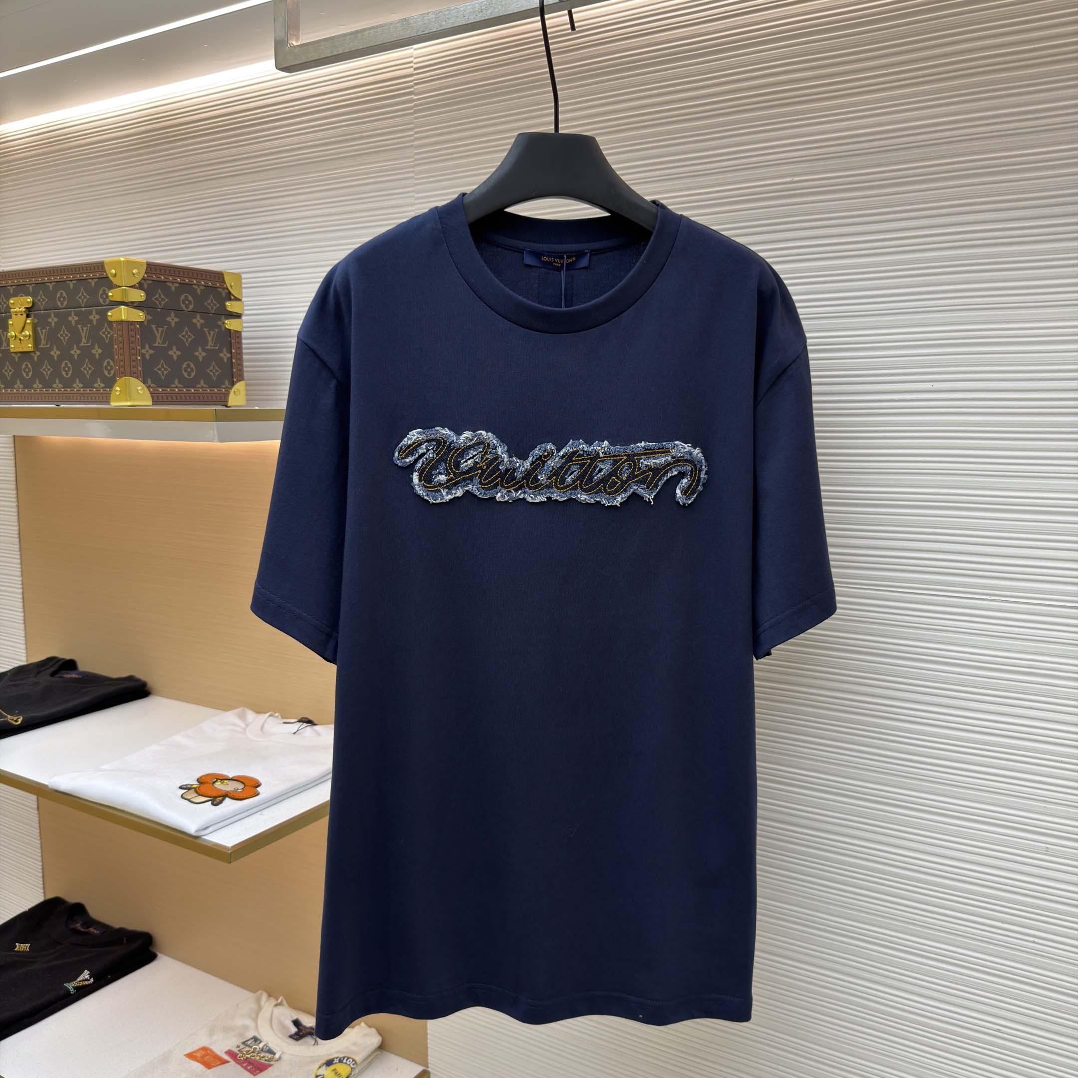 Louis Vuitton Denim Signature T-Shirt   1AK7HB - FashionPlug