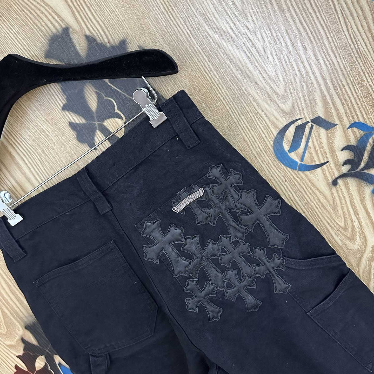 Chrome Hearts Double Knee Cross Patch Shorts - FashionPlug