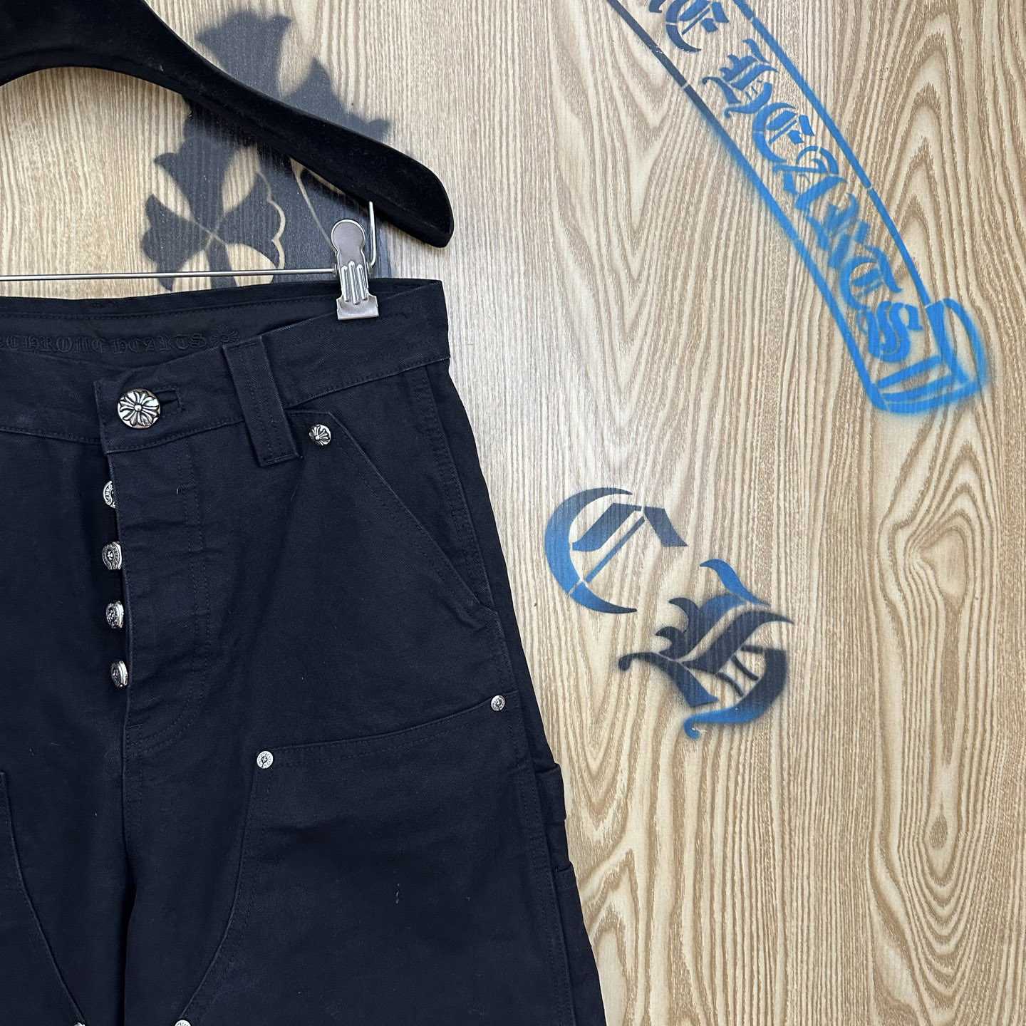 Chrome Hearts Double Knee Cross Patch Shorts - FashionPlug