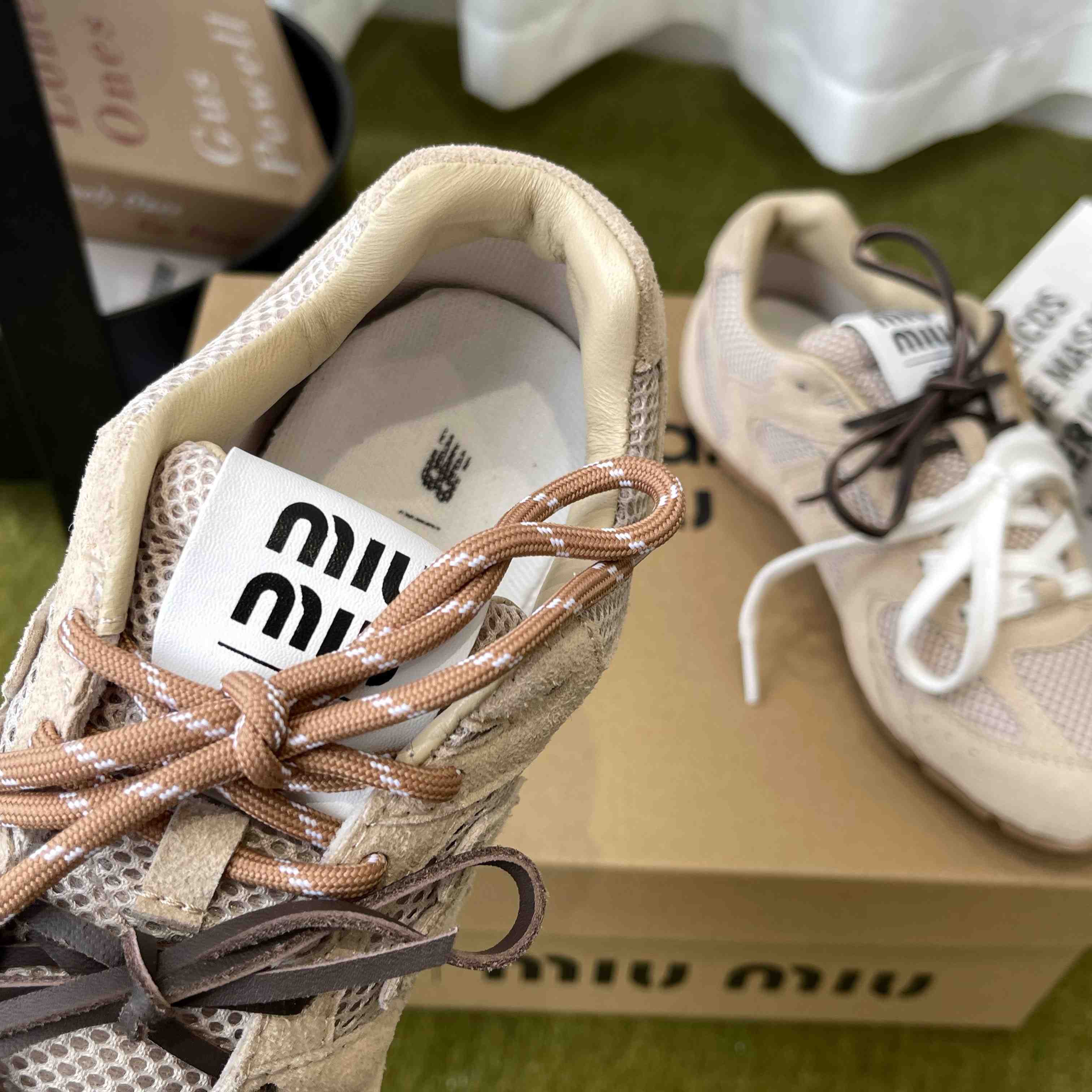 New Balance X Miu Miu 530 SL Suede And Mesh Sneakers - FashionPlug