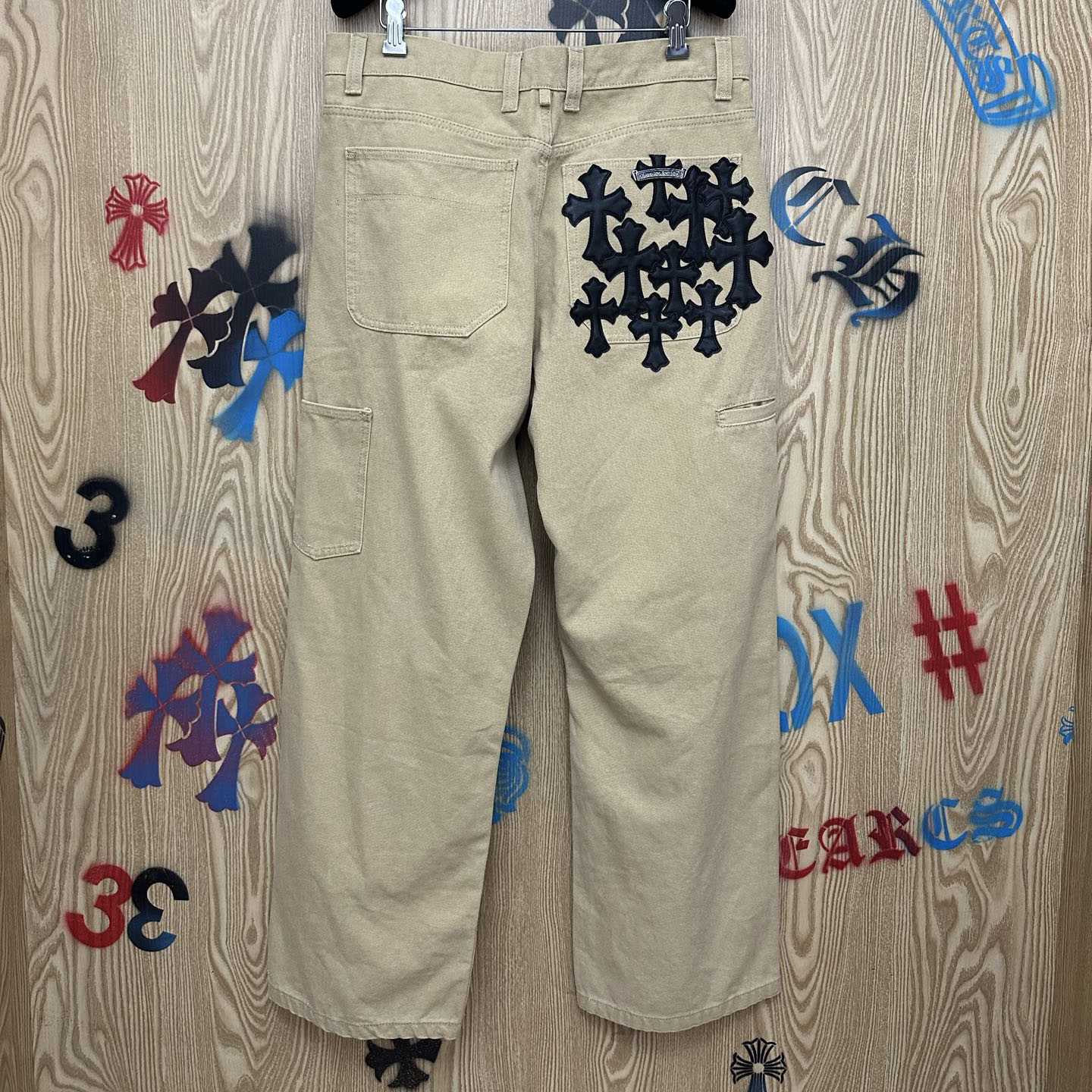 Chrome Hearts Cross Patch Double Knee Carpenter Pants - FashionPlug