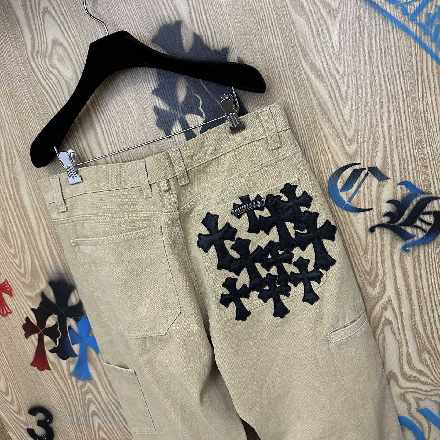 Chrome Hearts Cross Patch Double Knee Carpenter Pants - FashionPlug
