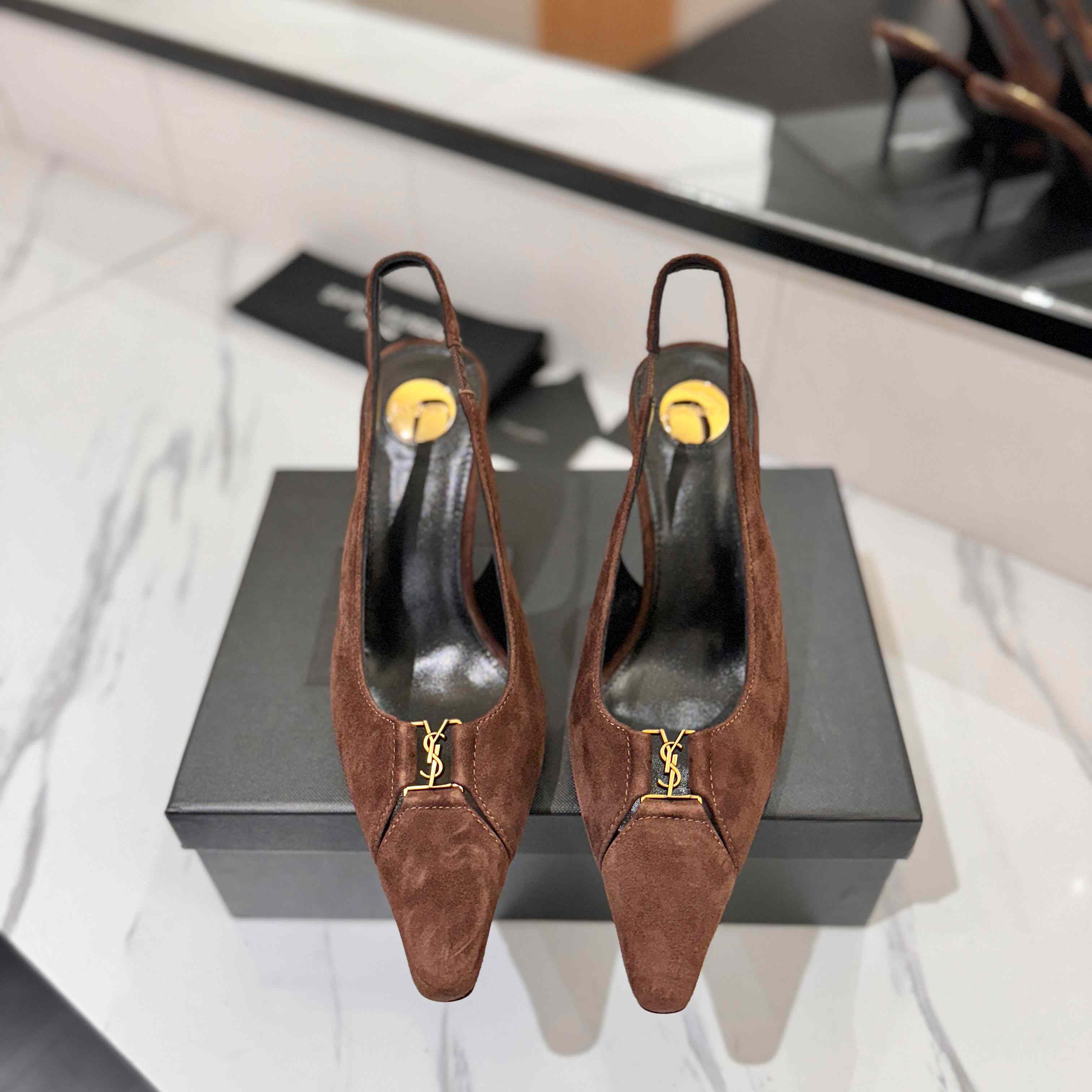 Saint Laurent Babylone Breteuil Slingback Pumps - FashionPlug