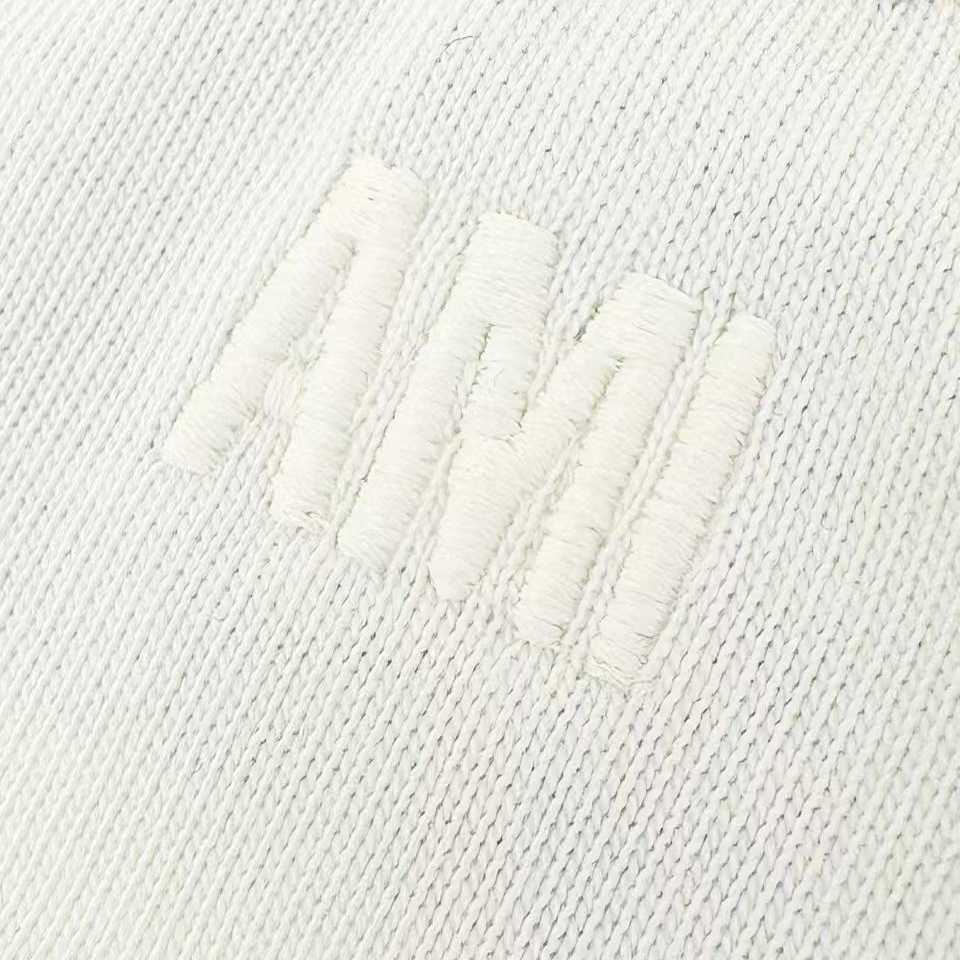 AMI Paris White And Black Cotton Ami De Coeur Knitted Patch T-shirt - FashionPlug