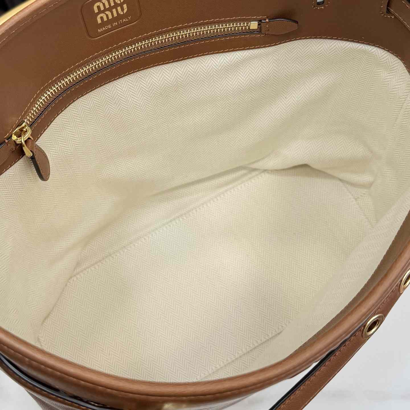 Miu Miu Aventure Nappa Leather Bucket Bag - FashionPlug
