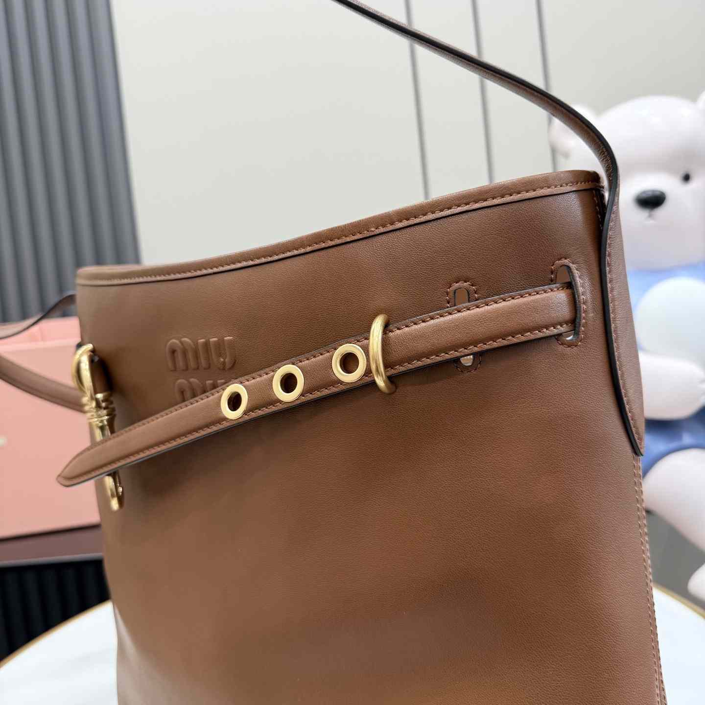 Miu Miu Aventure Nappa Leather Bucket Bag - FashionPlug