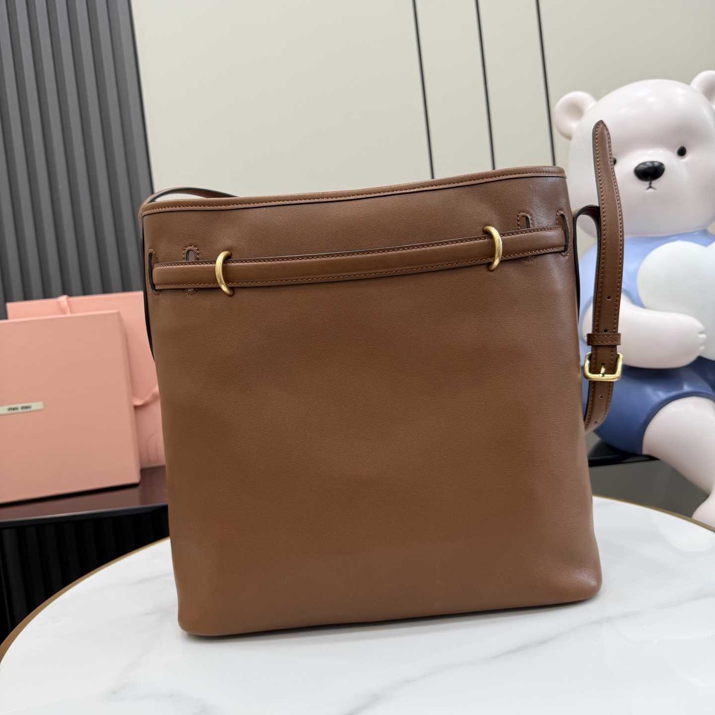 Miu Miu Aventure Nappa Leather Bucket Bag - FashionPlug