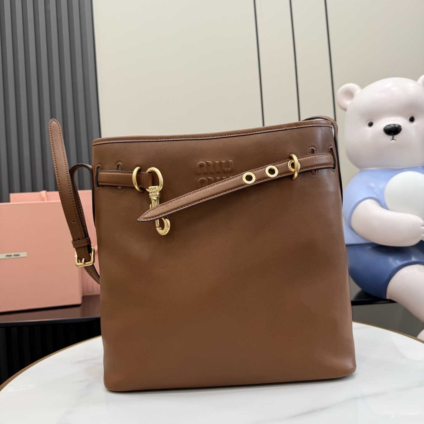 Miu Miu Aventure Nappa Leather Bucket Bag - FashionPlug