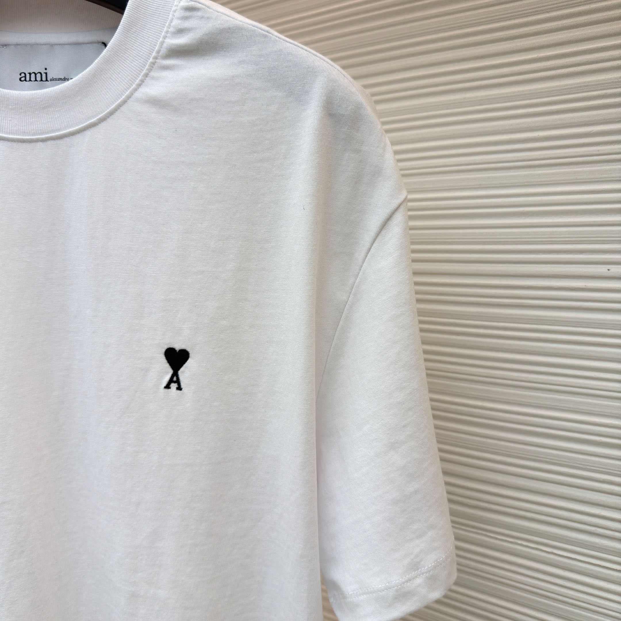 AMI Paris Black Cotton Ami De Coeur T-shirt - FashionPlug