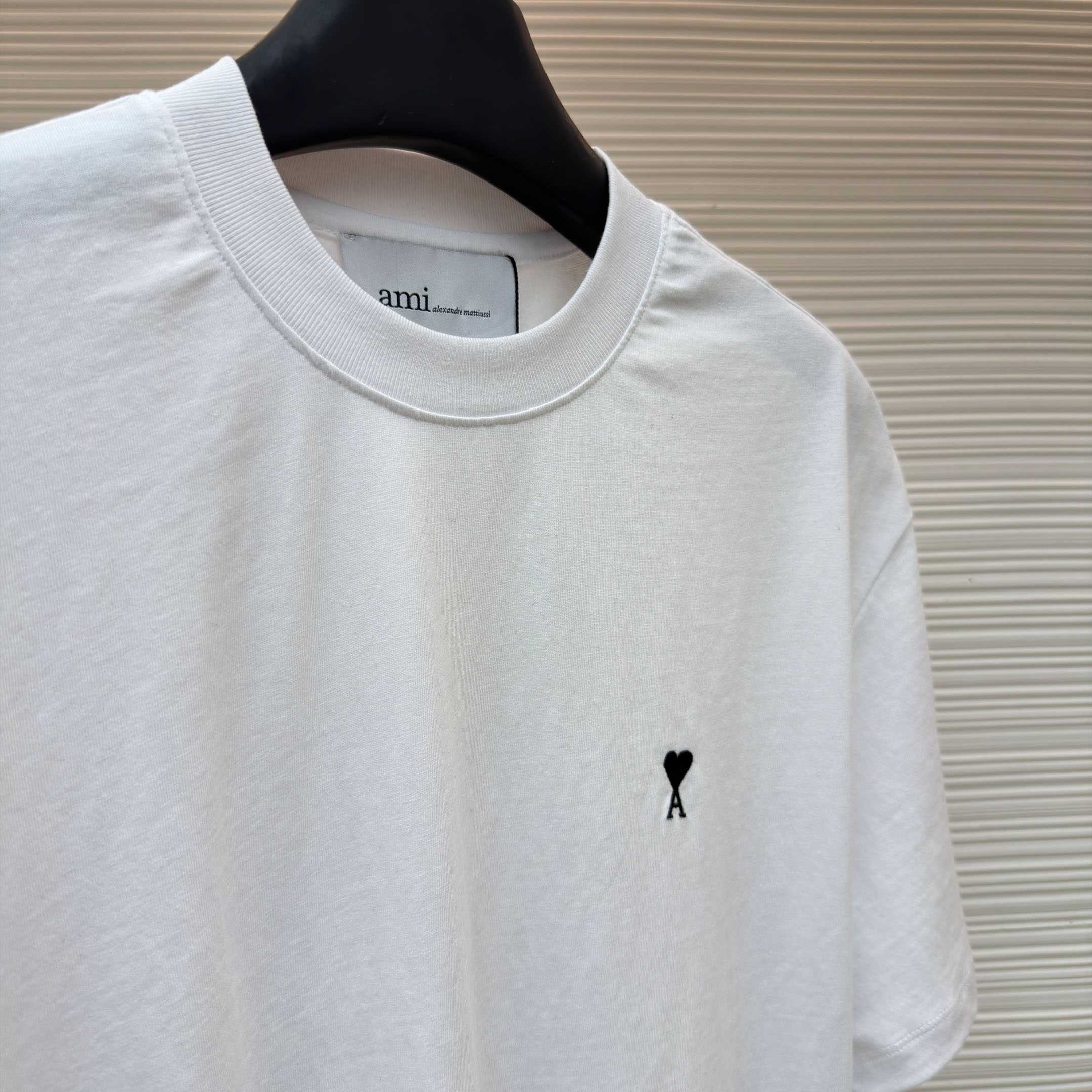 AMI Paris Black Cotton Ami De Coeur T-shirt - FashionPlug