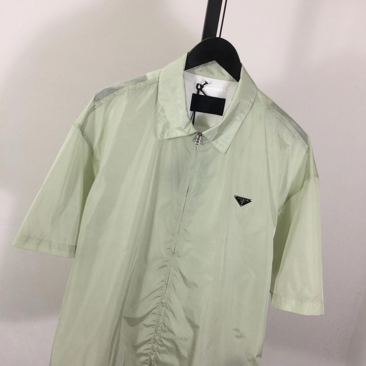 Prada Short-sleeved Re-Nylon Zipper Shirt - FashionPlug