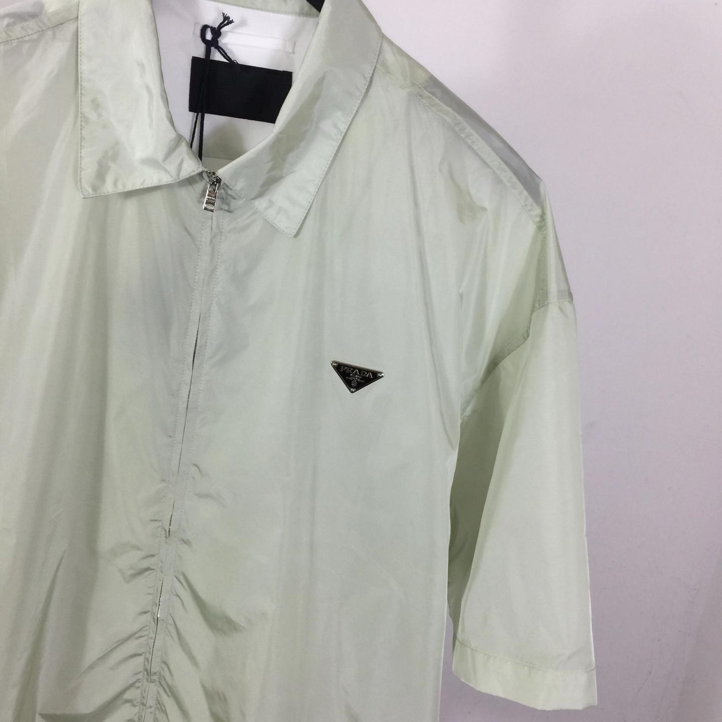 Prada Short-sleeved Re-Nylon Zipper Shirt - FashionPlug