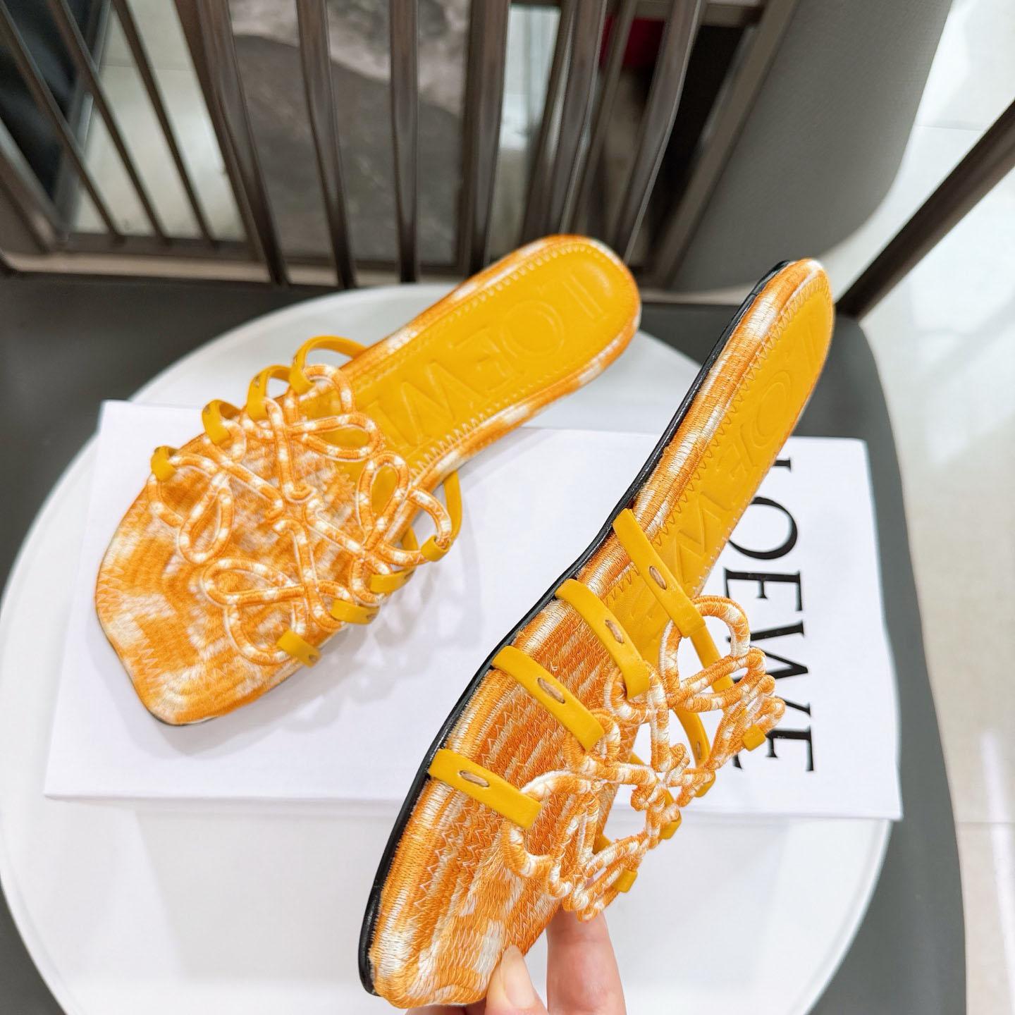 Loewe Petal Anagram Slide In Embroidered Canvas - FashionPlug
