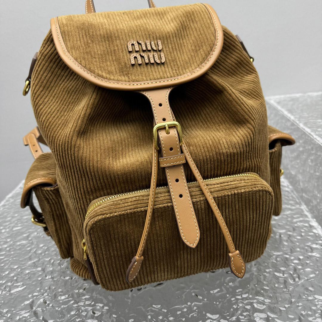 Miu Miu  Large Corduroy Backpack - FashionPlug