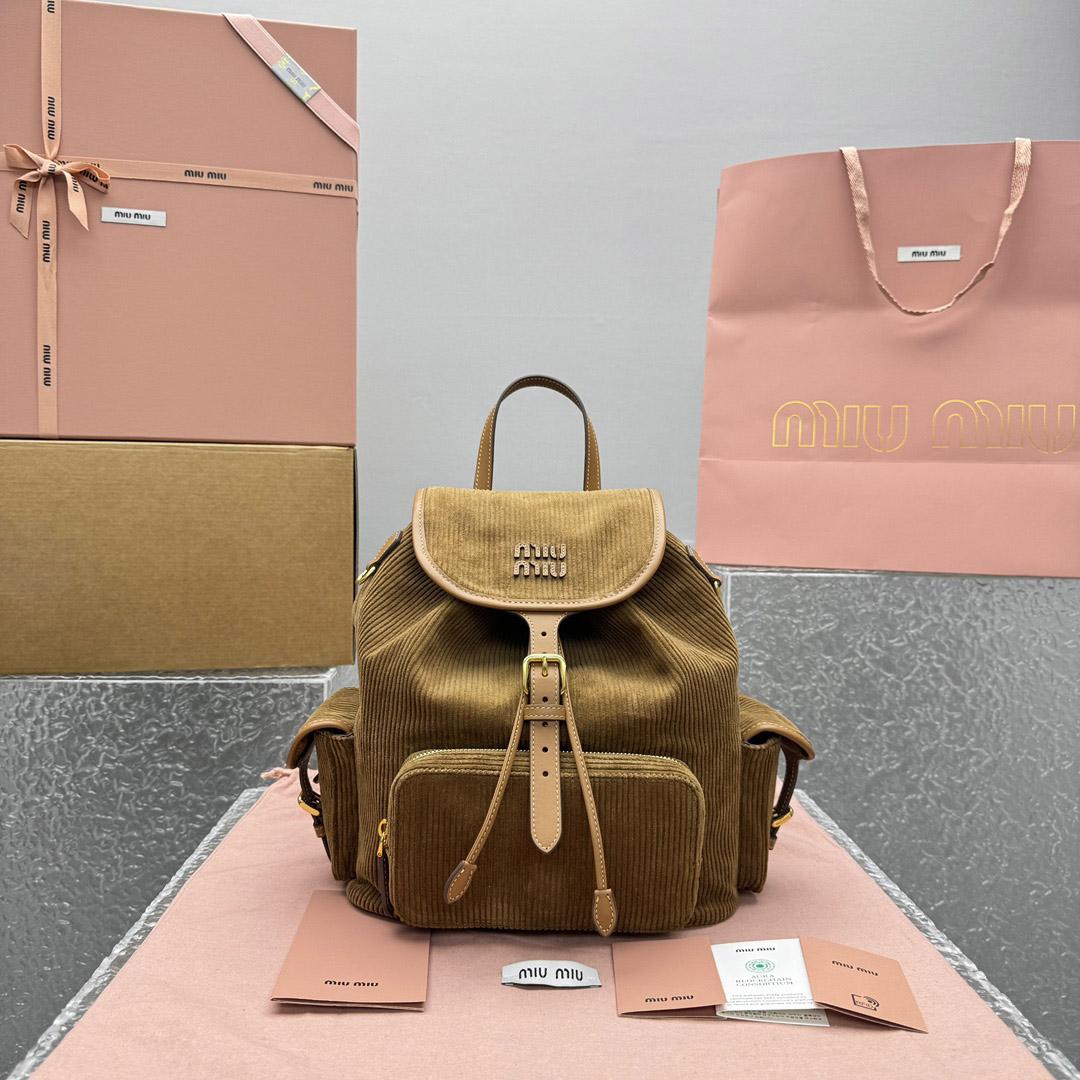 Miu Miu  Large Corduroy Backpack - FashionPlug