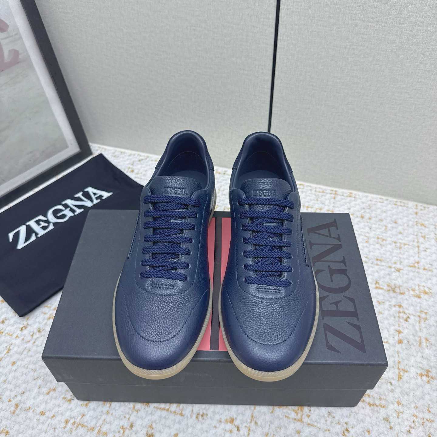 Zegna Grained Leather 232 Sneakers - FashionPlug