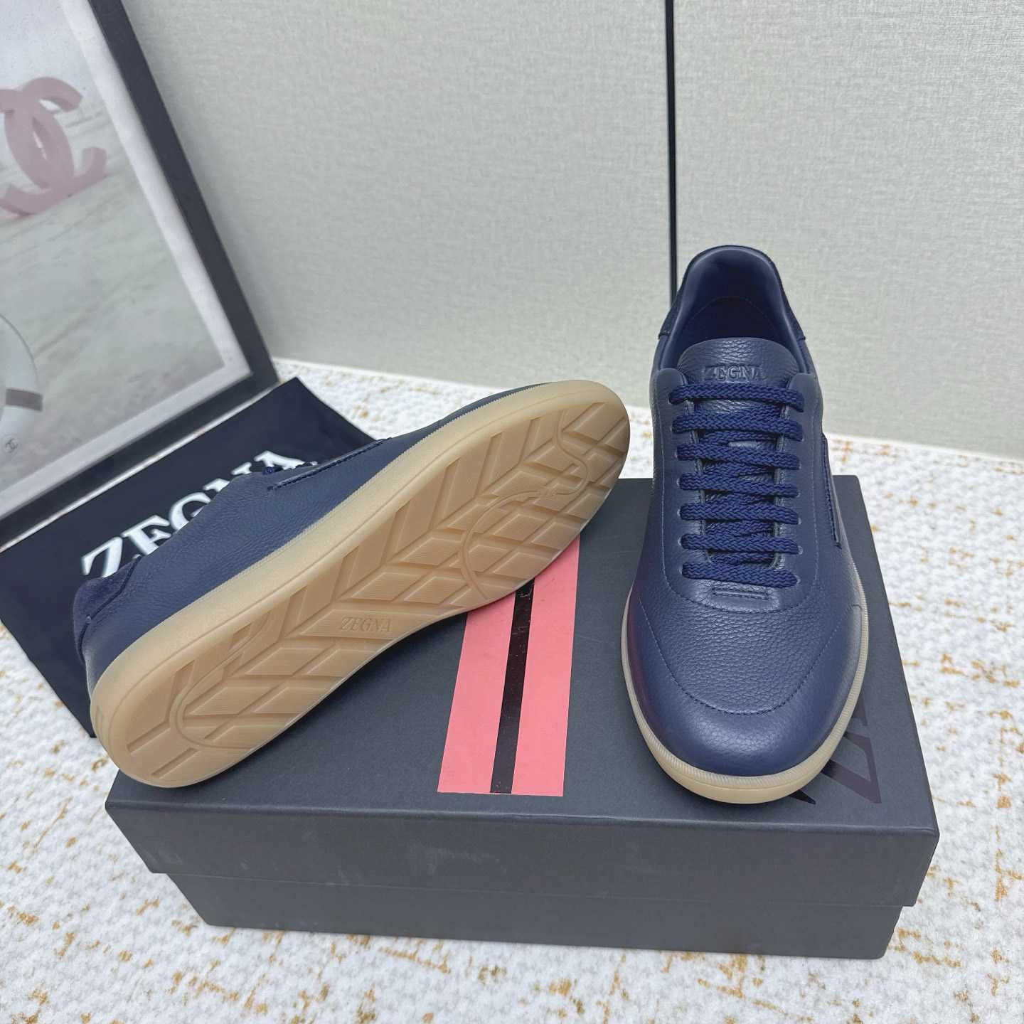 Zegna Grained Leather 232 Sneakers - FashionPlug