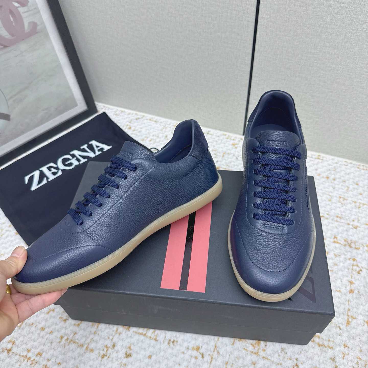 Zegna Grained Leather 232 Sneakers - FashionPlug