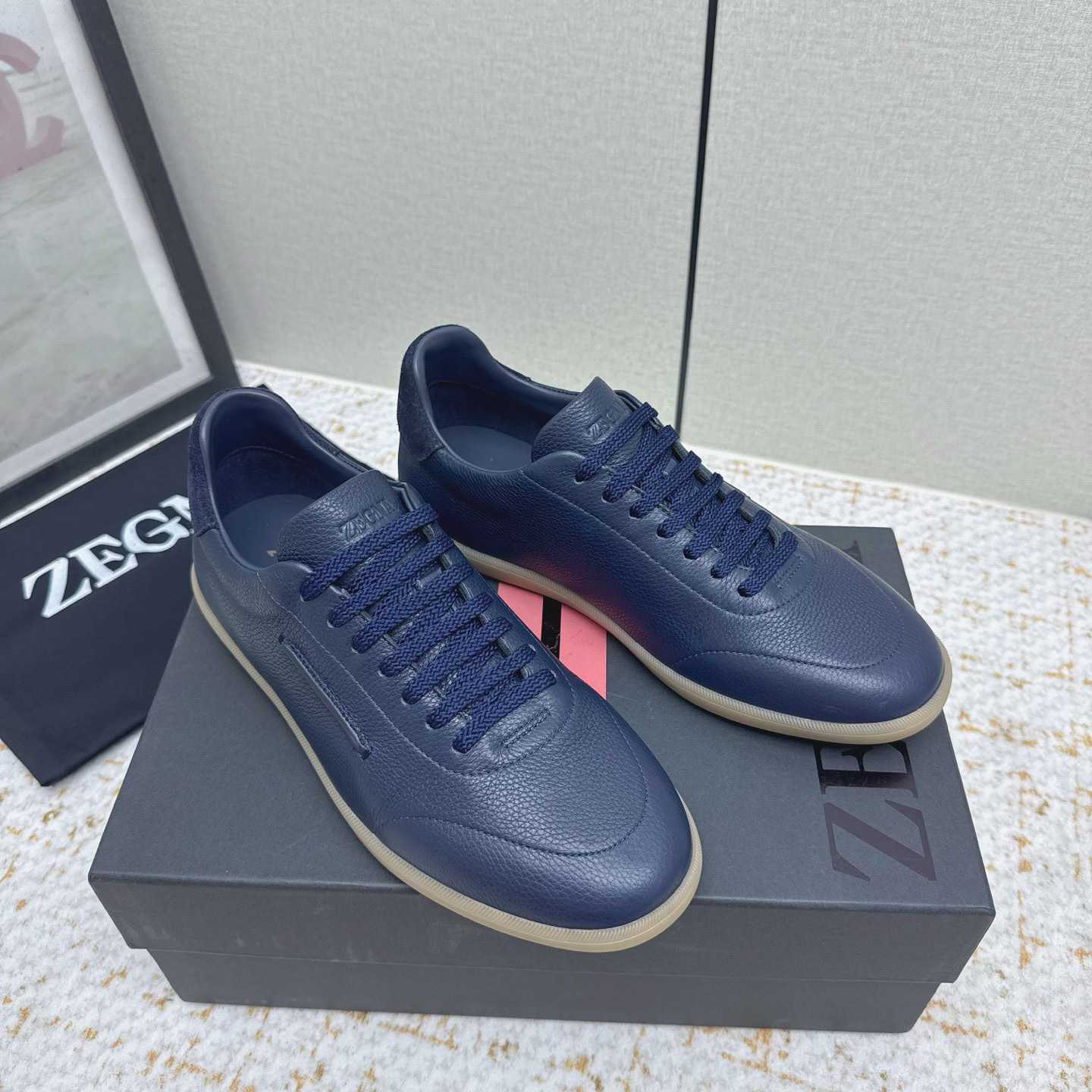 Zegna Grained Leather 232 Sneakers - FashionPlug